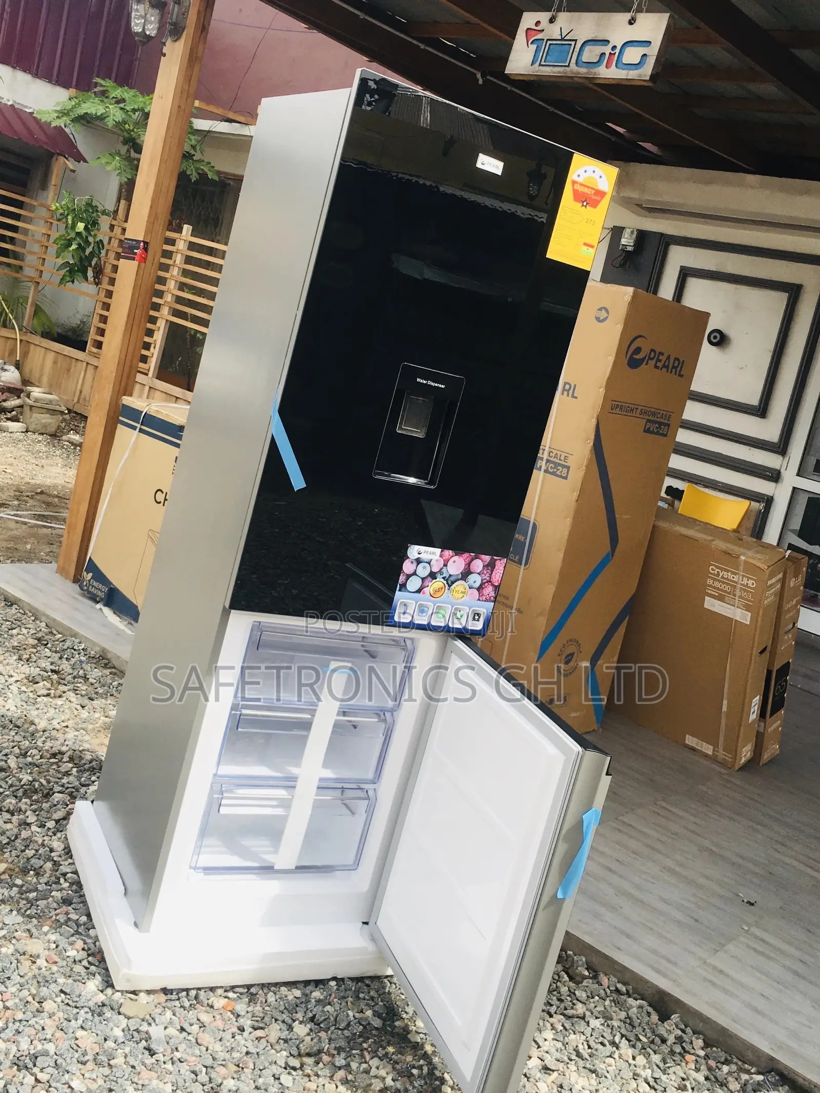Black Glass Bottomfreezer Doubledoor Pf-400bg 309L Fridge