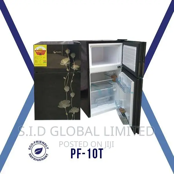 Pearl Table Top Double Doors Door Refrigerator – Black Glass