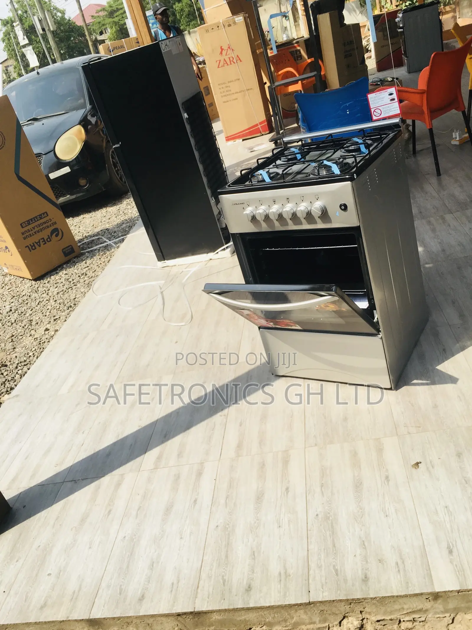 Gray 4 Gas Cooker Oven With Grill Glass Lid Volcano 50x50