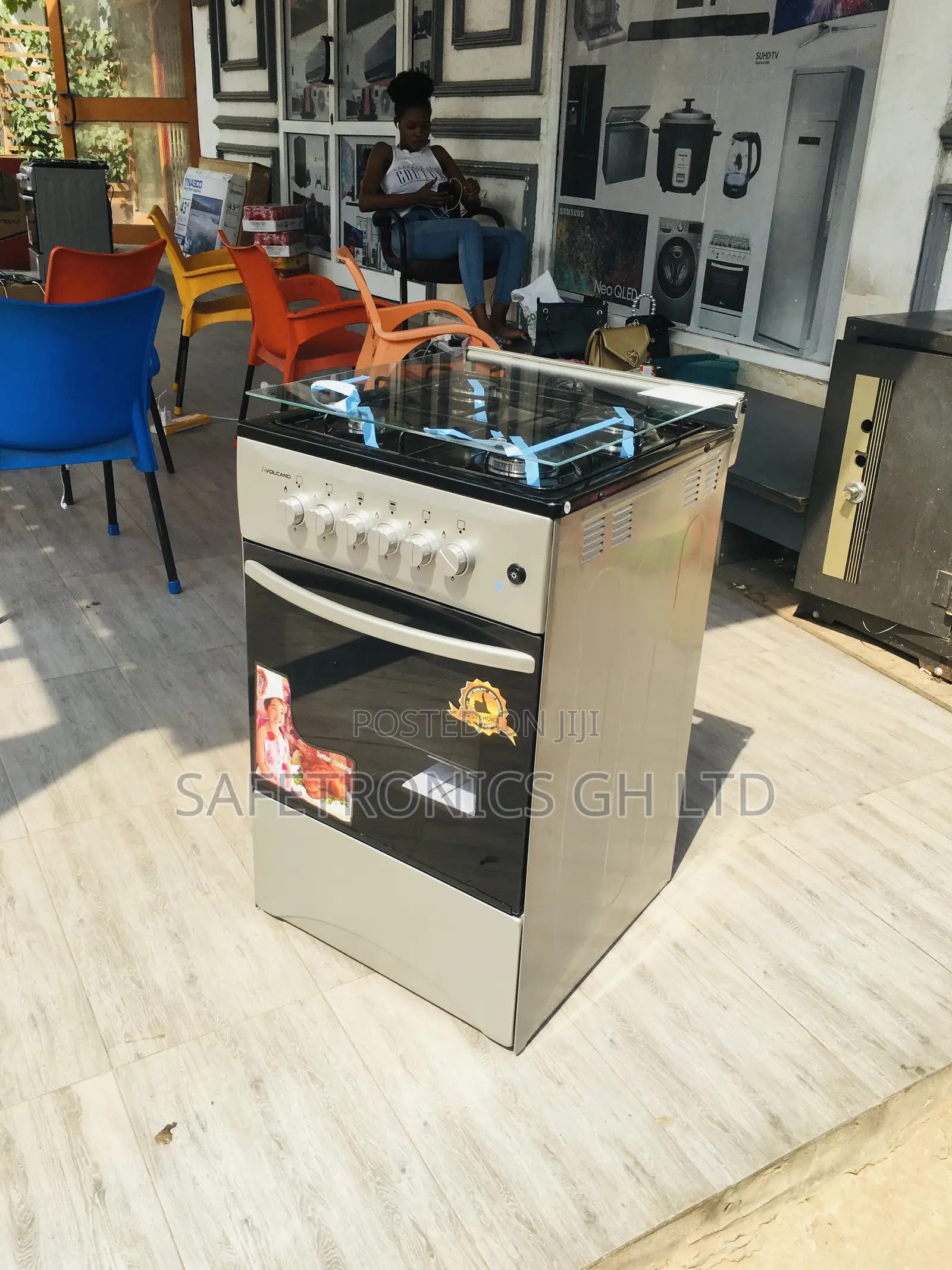 50x50 Oven With Grill 4 Gas Cooker Volcano Glass Lid