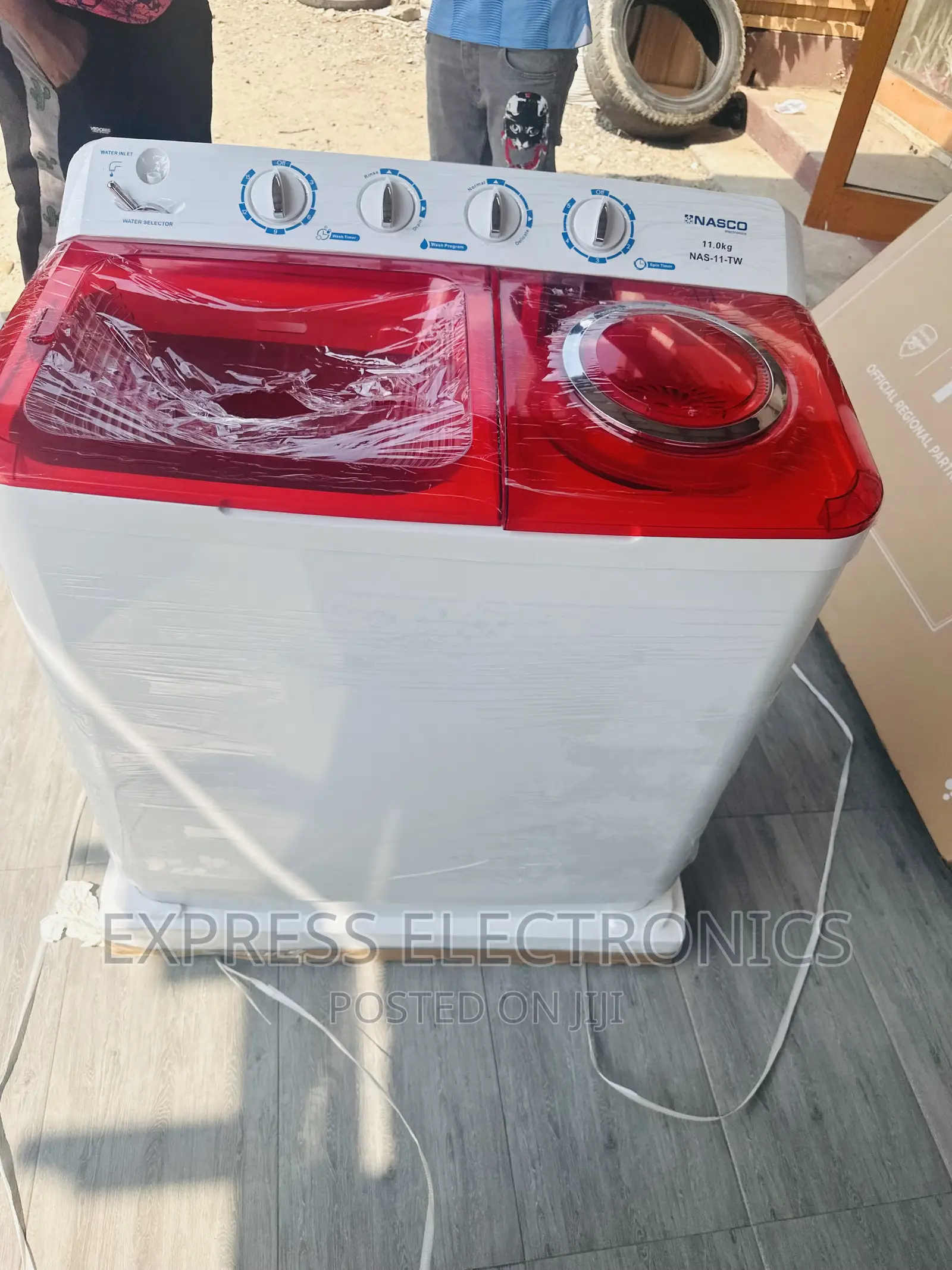 Nasco 11kg Topload Washing Machine White Red Lid 
