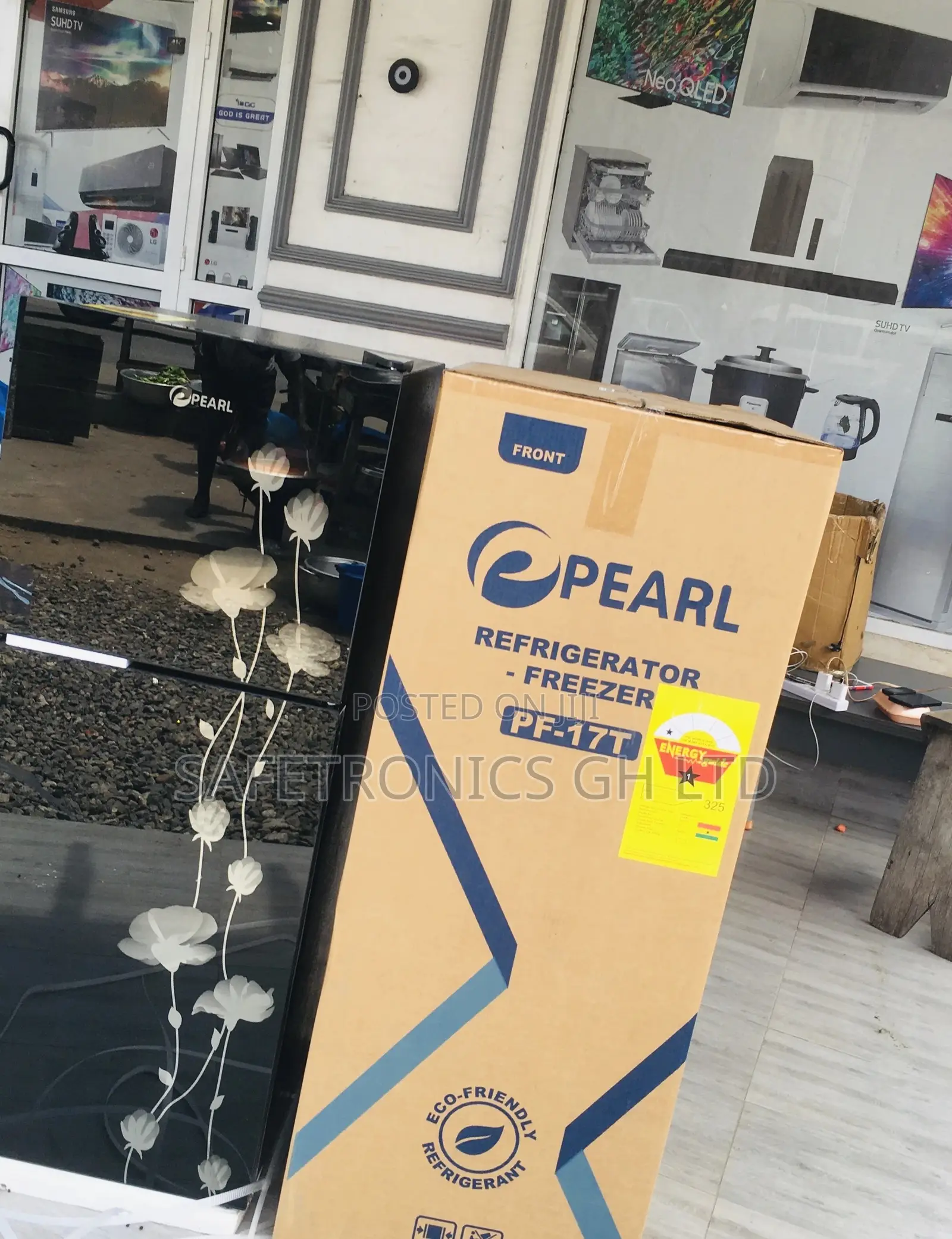 Black Pearl Doubledoor PF-17T Glass Topfreezer Fridge
