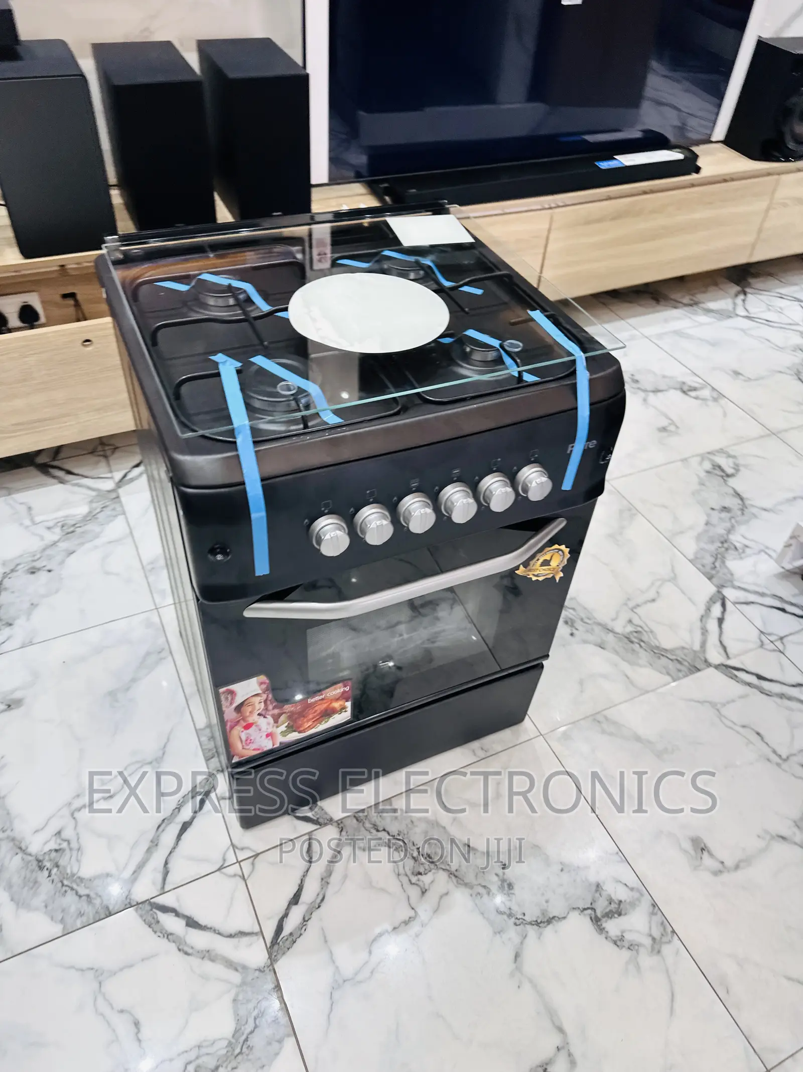 Best Buy for Less Gas Cooker Oven 4burner 50-55 Black Ferre