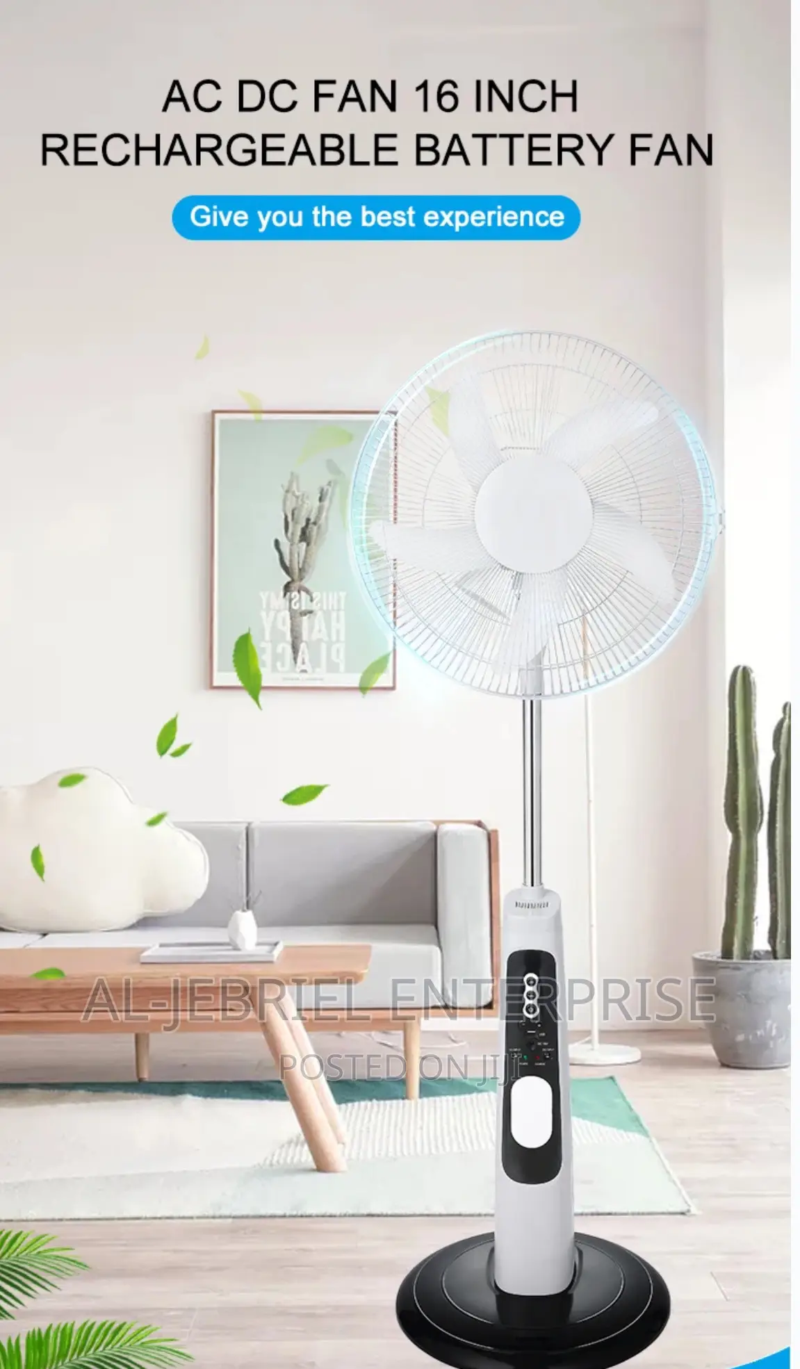 Speedy Solar and Electricity Rechargeable Fan 16”