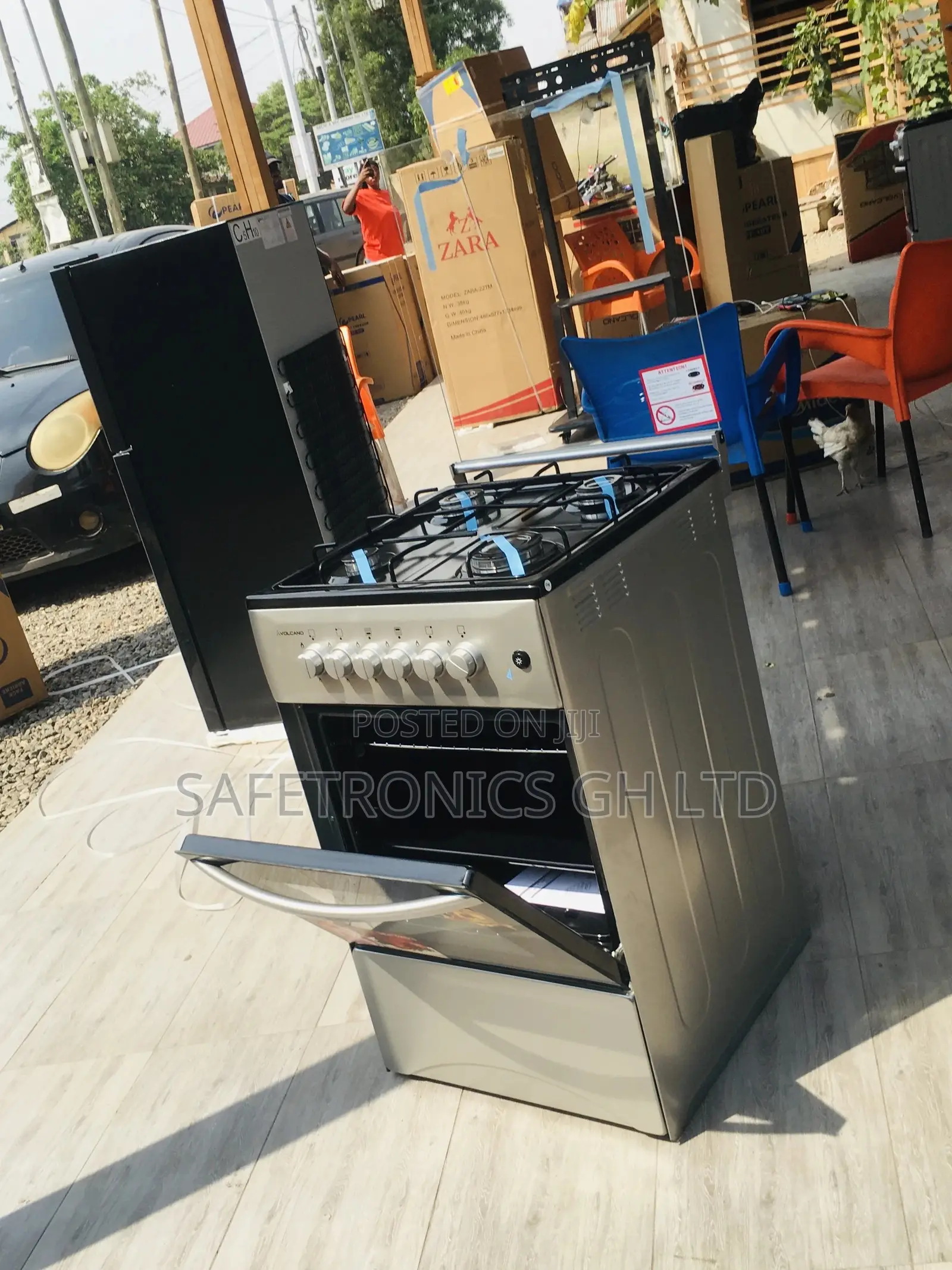 4 Gas Cooker Oven With Grill Volcano Gray Glass Lid 50x50