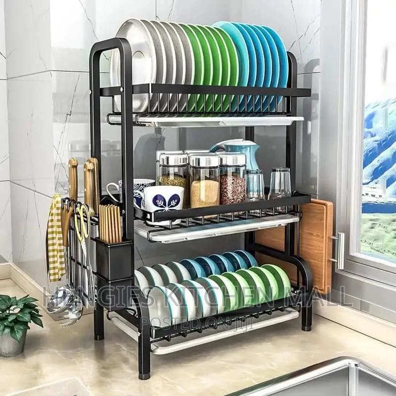 3 Layer Metallic Dish Rack