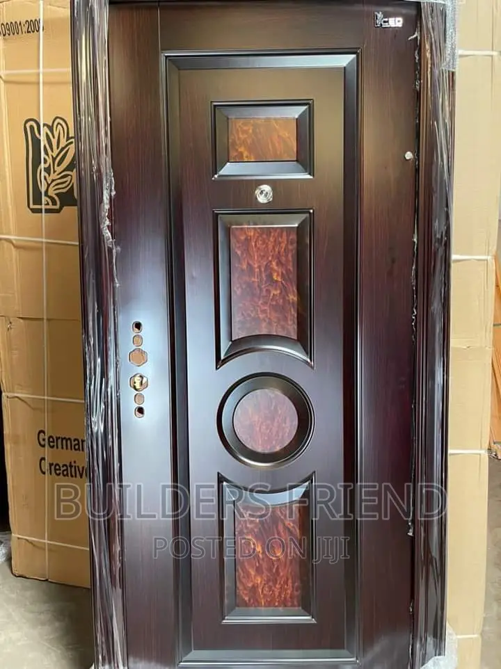 Smooth Stainless Steel Single Security Door+Handles Set