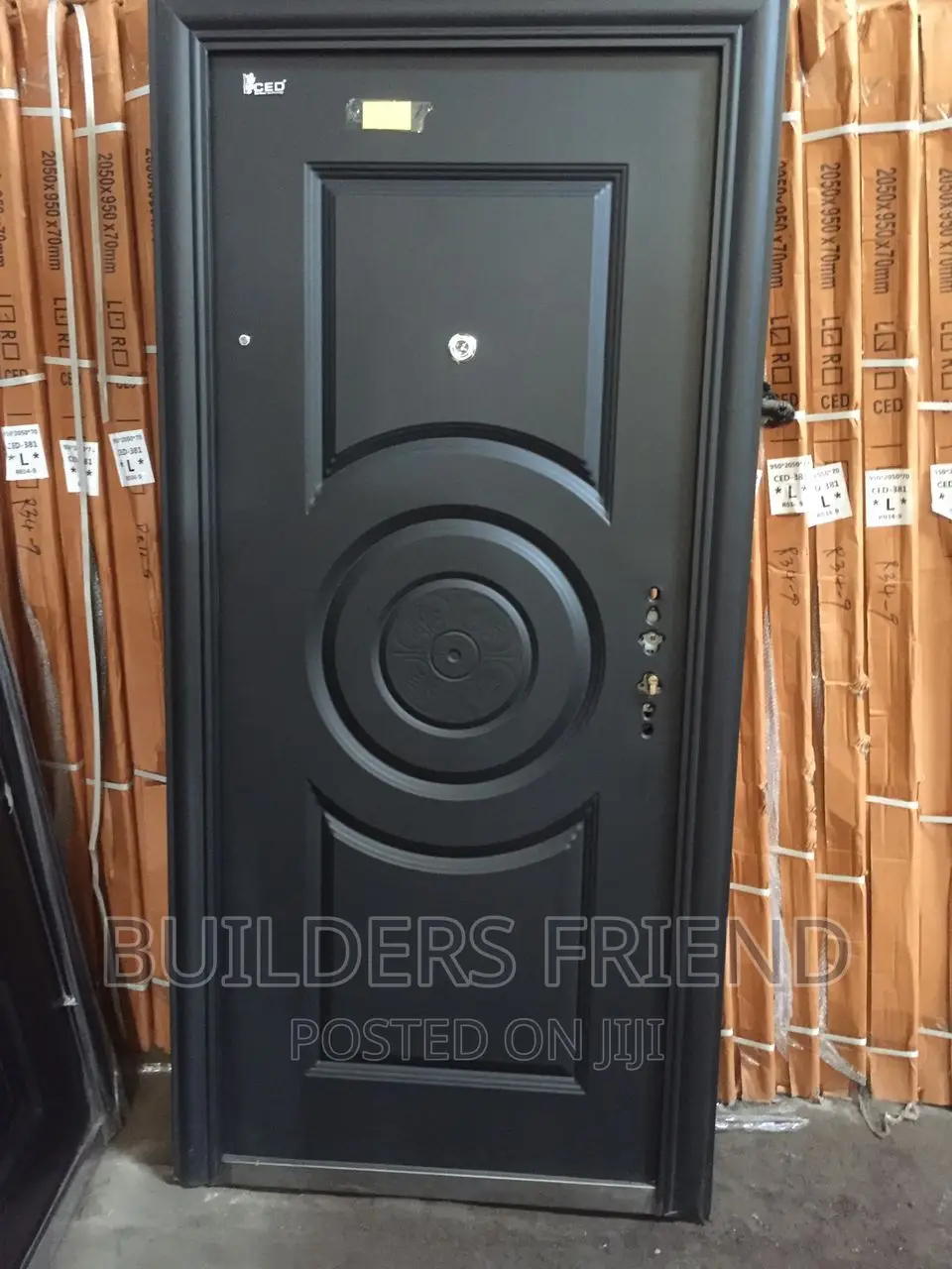 Black Standard Single Security Door+Handle+Locks Set in Box