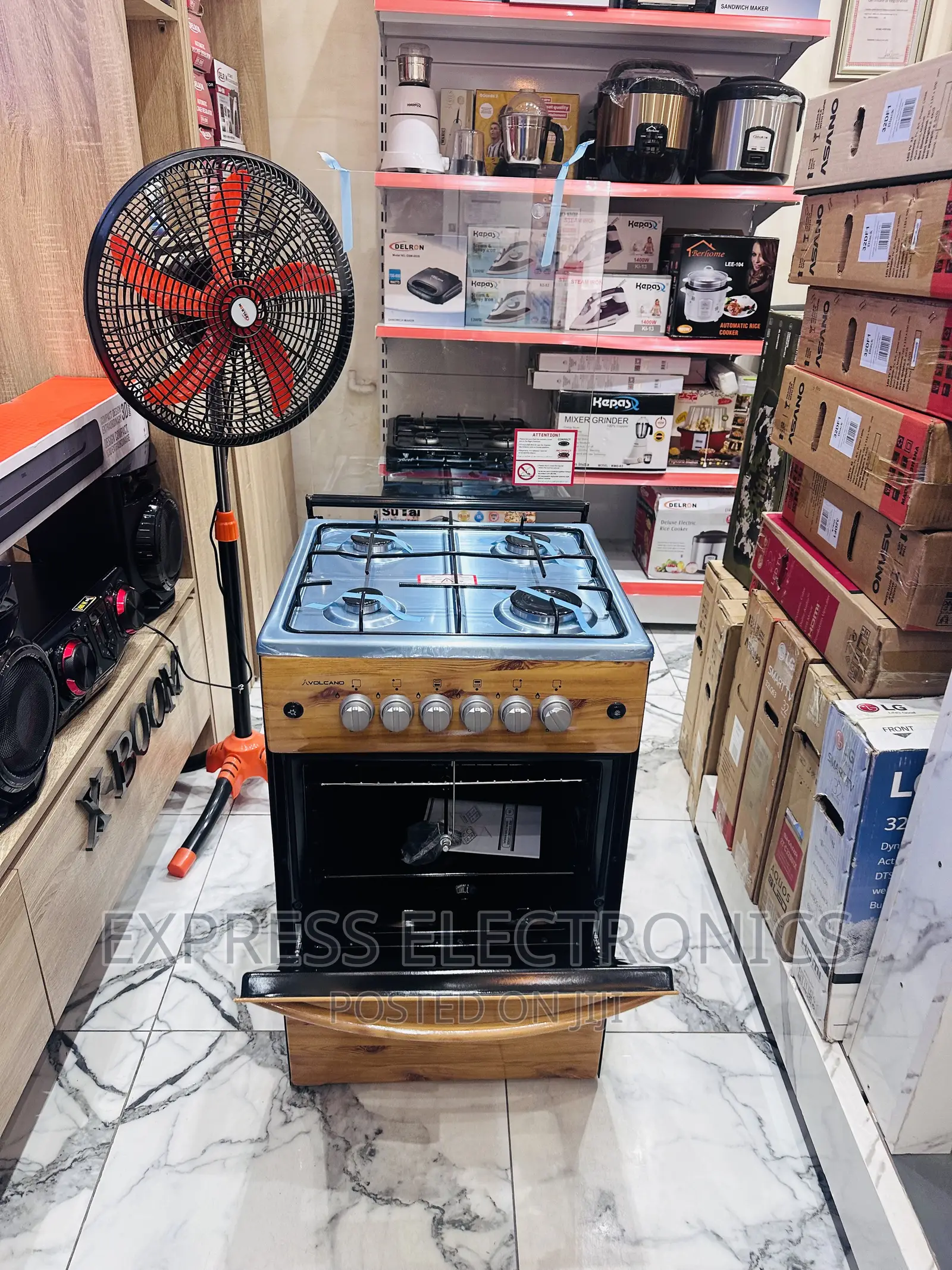 4burner Gas Cooker Oven Grill 50/50 Wooden Like 