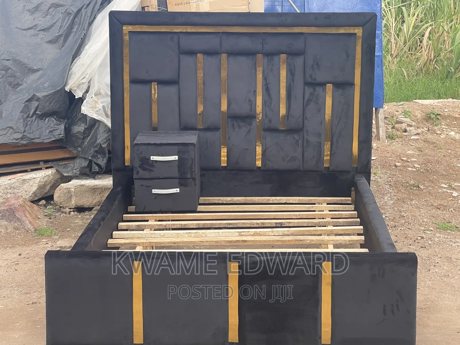 Double Bed Frame With Side Drawer