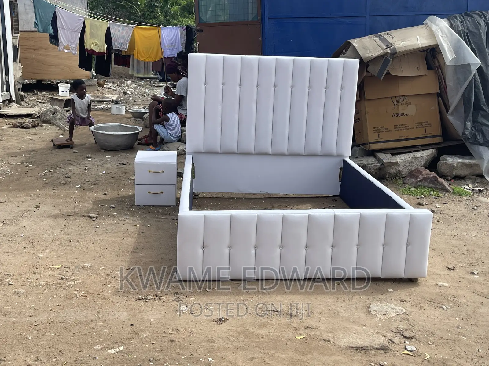 Double Bed Frame With Side Drawer