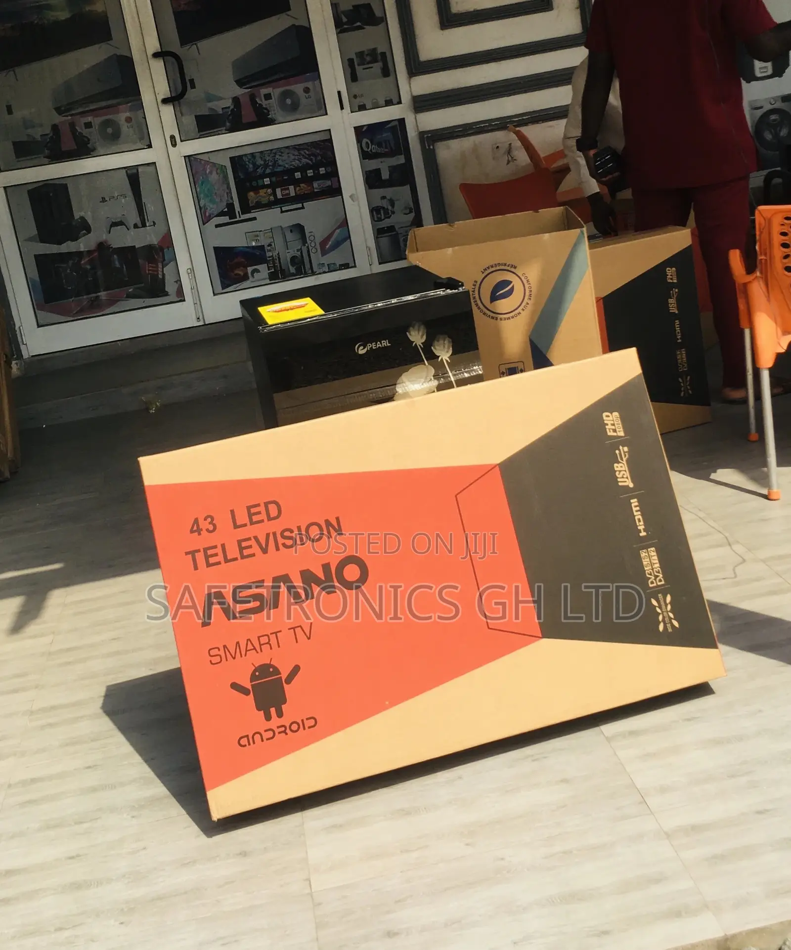 Electric Smart 43 Inches Glossy LED UHD Black Asano Tv