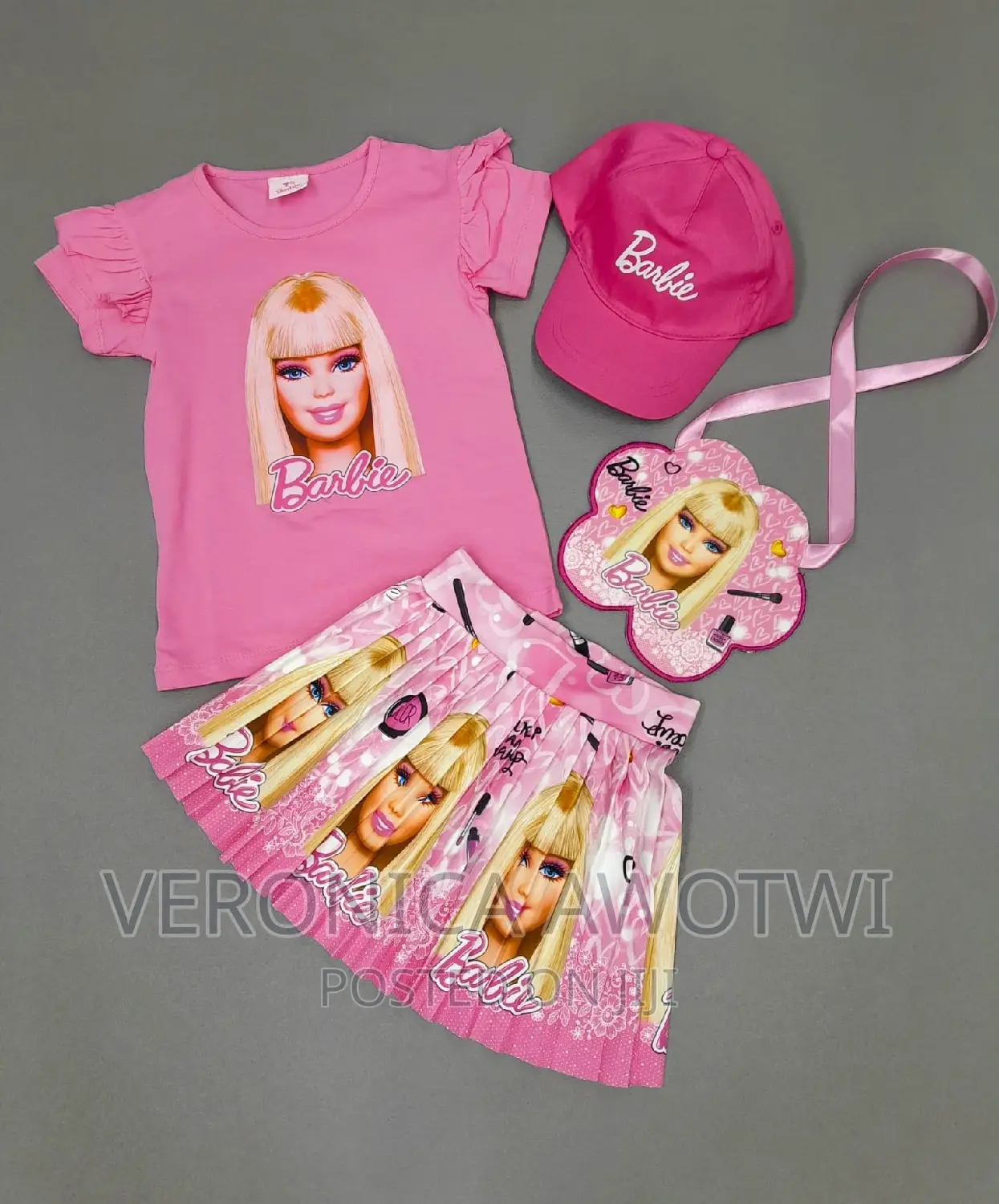Barbie Skirt N Top With Cap N Bag