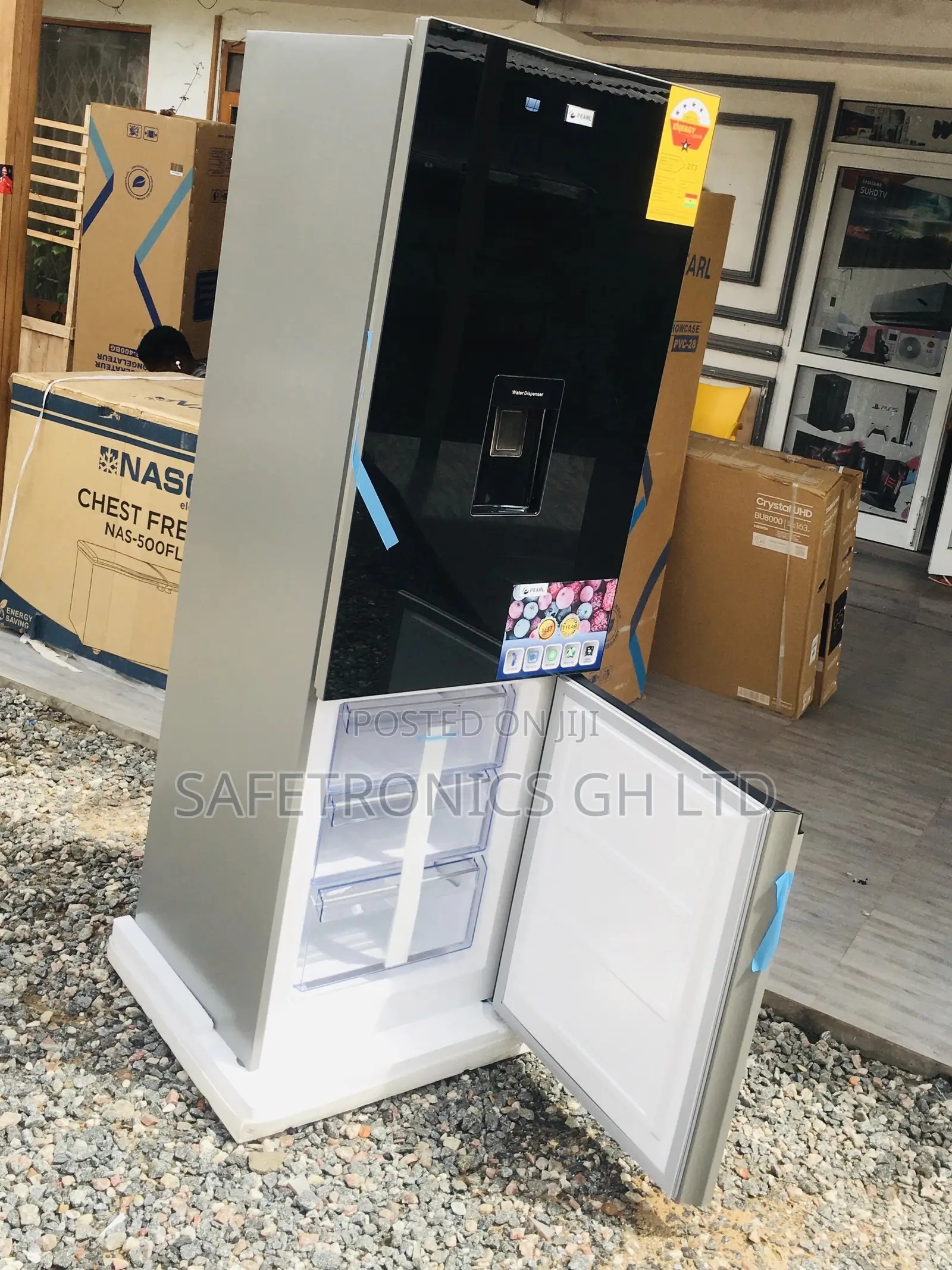 309 Liter Pearl Doubledoor Black Glass Bottomfreezer PF-400B