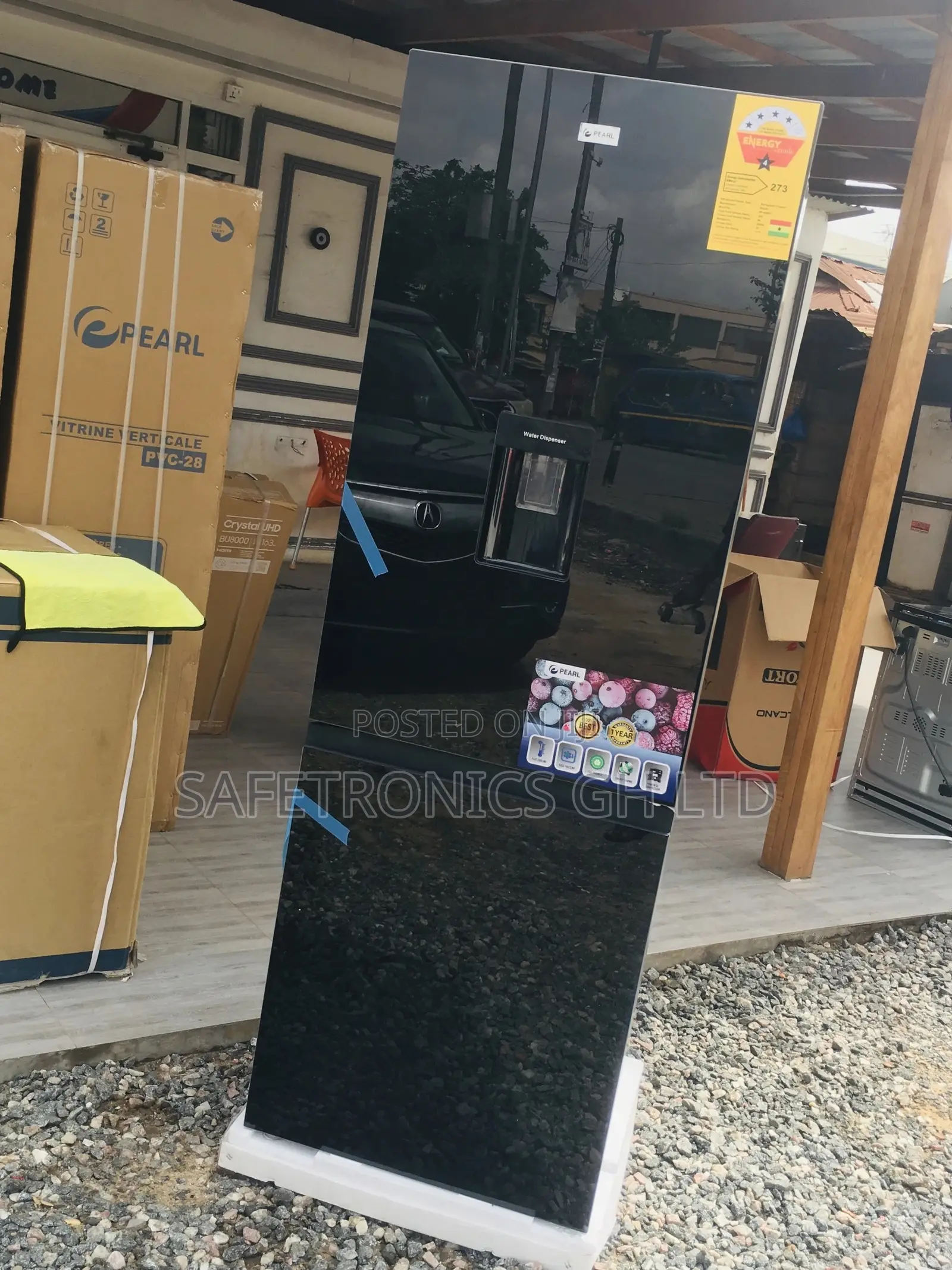 Glass Black Pearl 309 Liter PF-400B Bottomfreezer Doubledoor