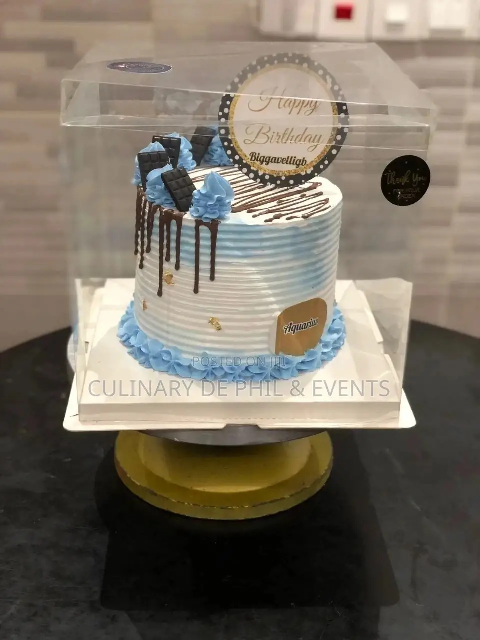 Blue and Chocolate Chocolate Drip Cake
