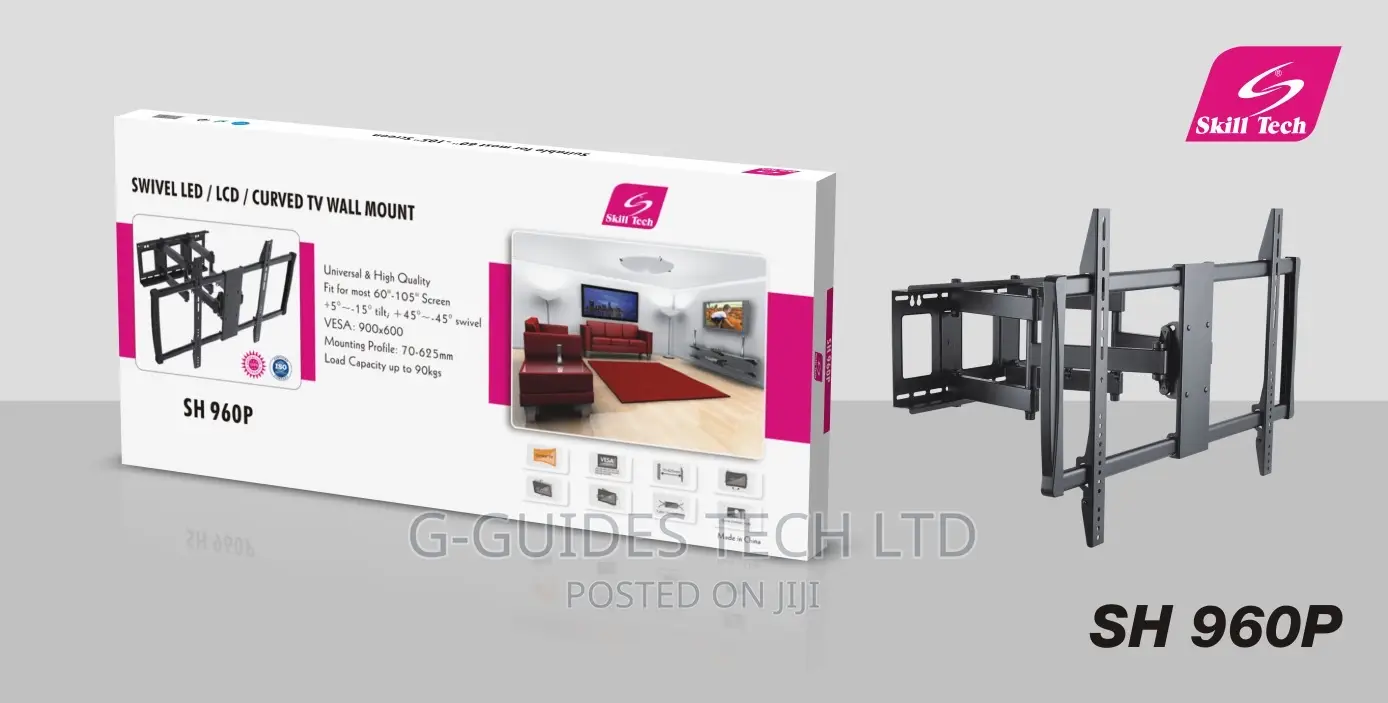 SH 960P Heavy-Duty Curved Flat Panel Tv Wall Mount 60”-105”