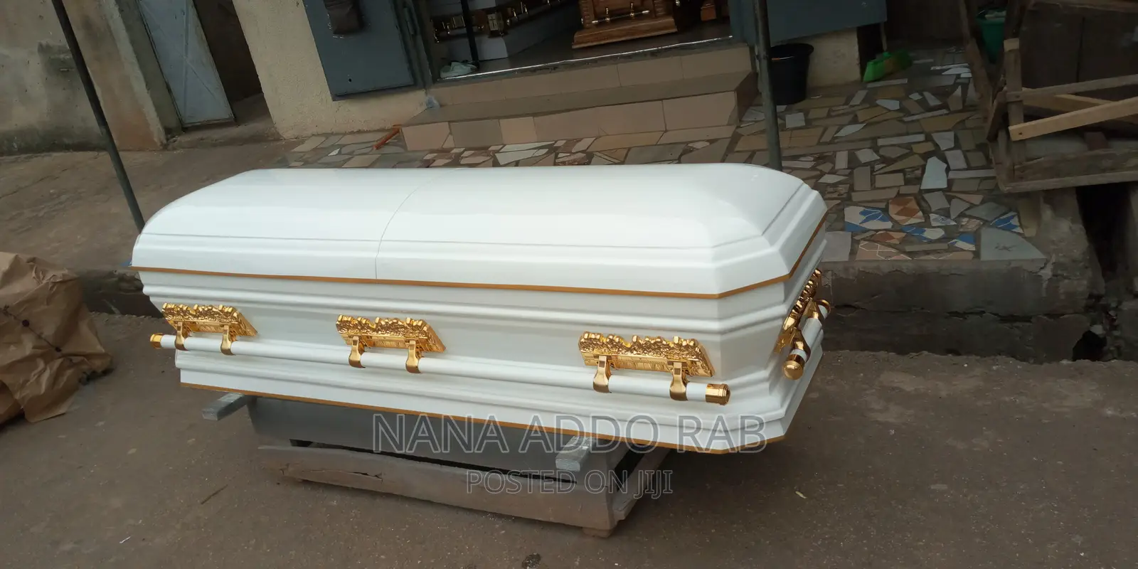 All White Line Gold ,Gold Handles and a Good Interior Casket