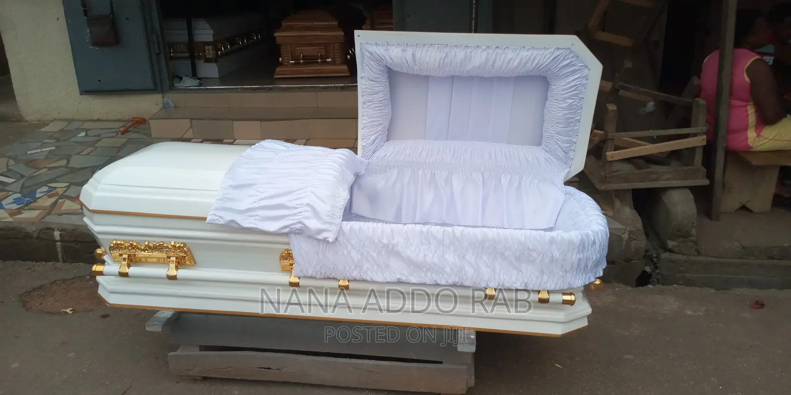All White Line Gold ,Gold Handles and a Good Interior Casket