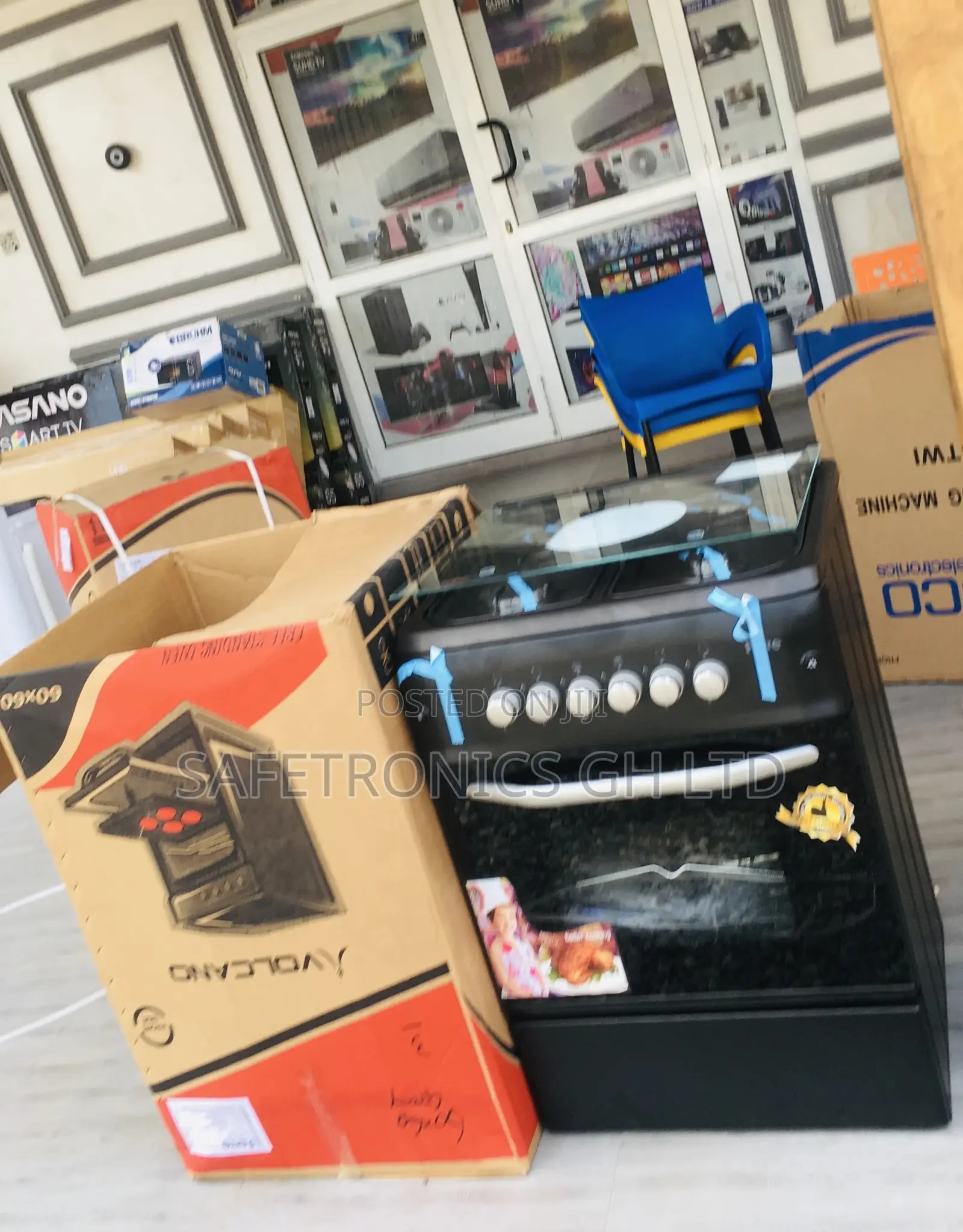 Black 60x60 Oven With Grill Glass Lid 4 Gas Burner Ferre