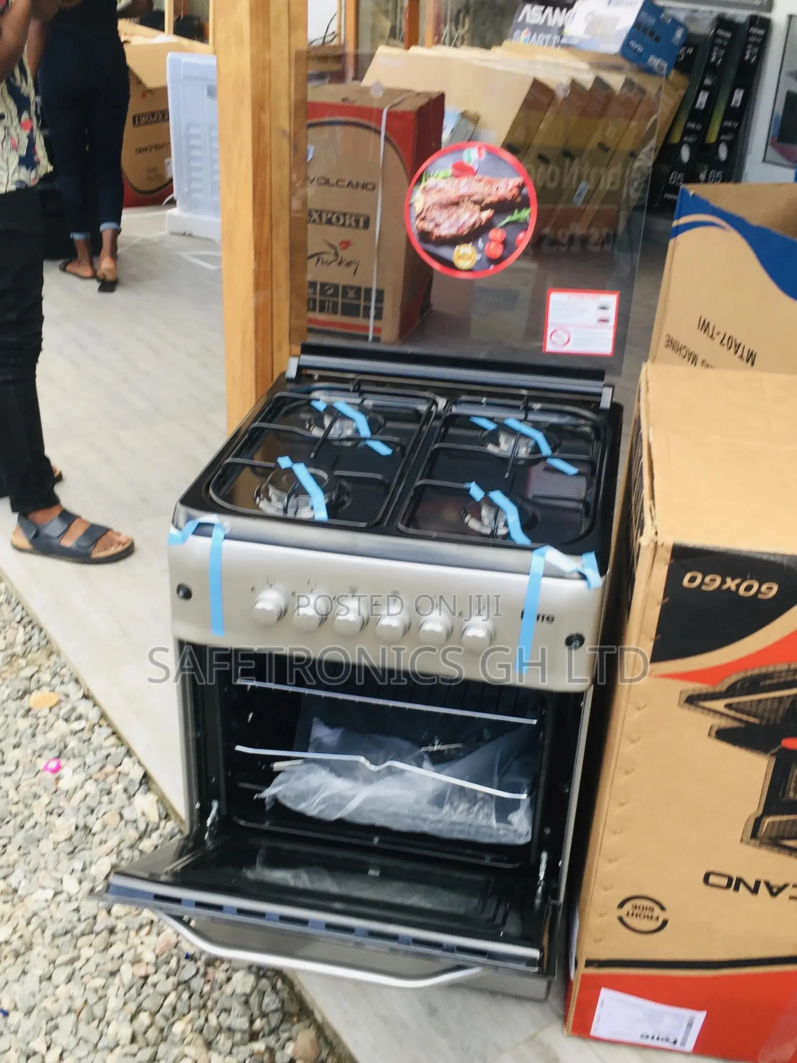 4 Gas Cooker Oven With Grill 60x60 Ferre Sliver Glass Lid