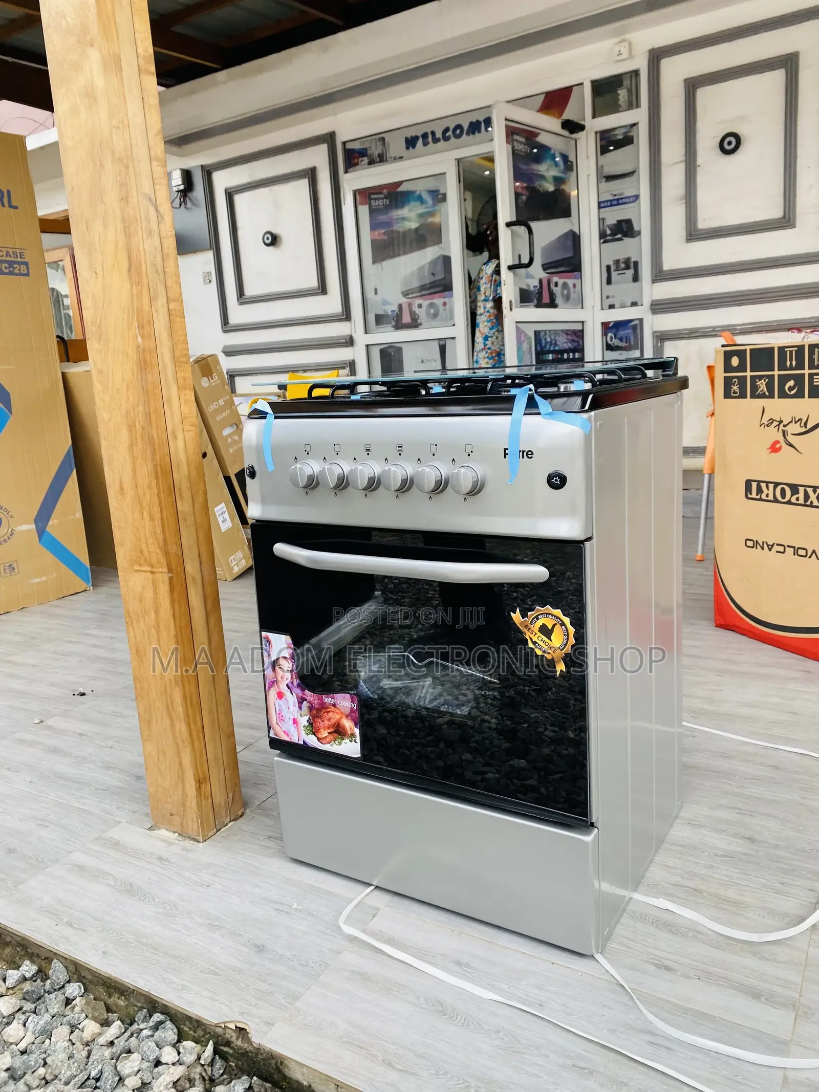 Lovely Ferre 60x60 4 Gas Burner With Oven + Glass Lid.
