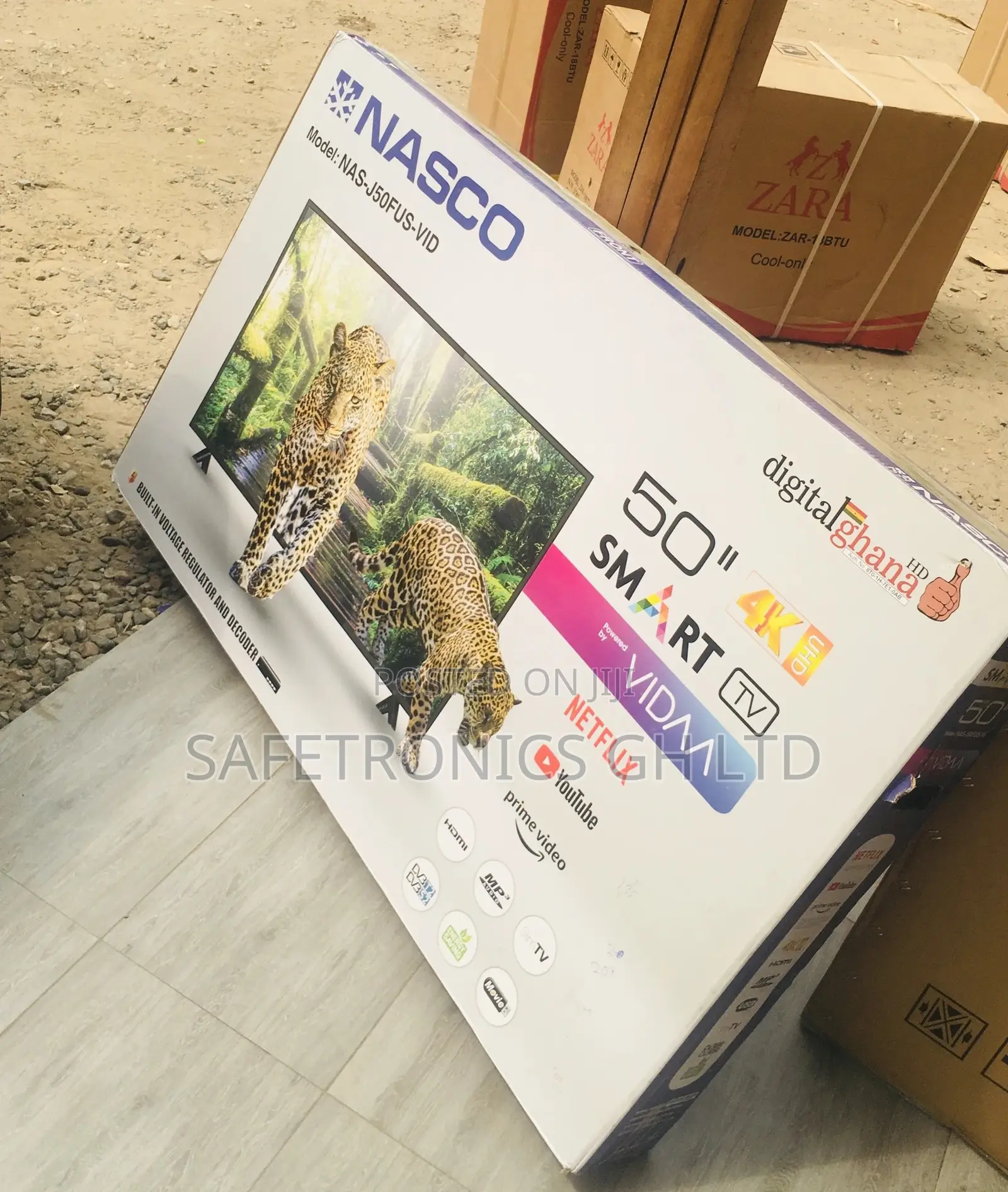 Black Nasco 50 Inches Electric Glossy Smart LED Tv
