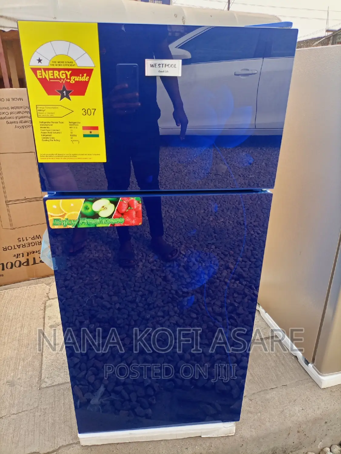 Westpool 95litres Blue Glass Refrigerator