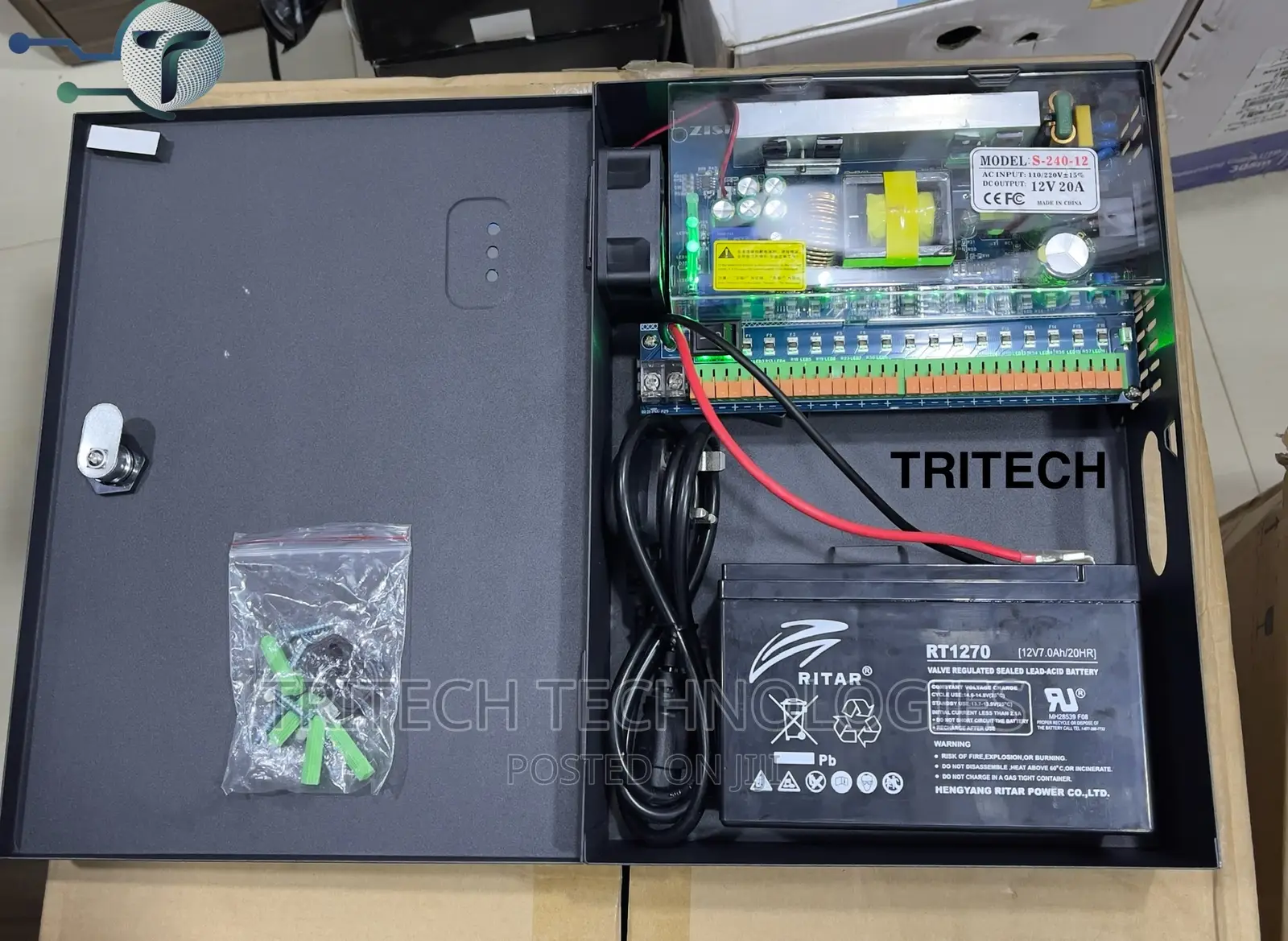 Power Supply CCTV With Backup Battery 20amps and Powercable