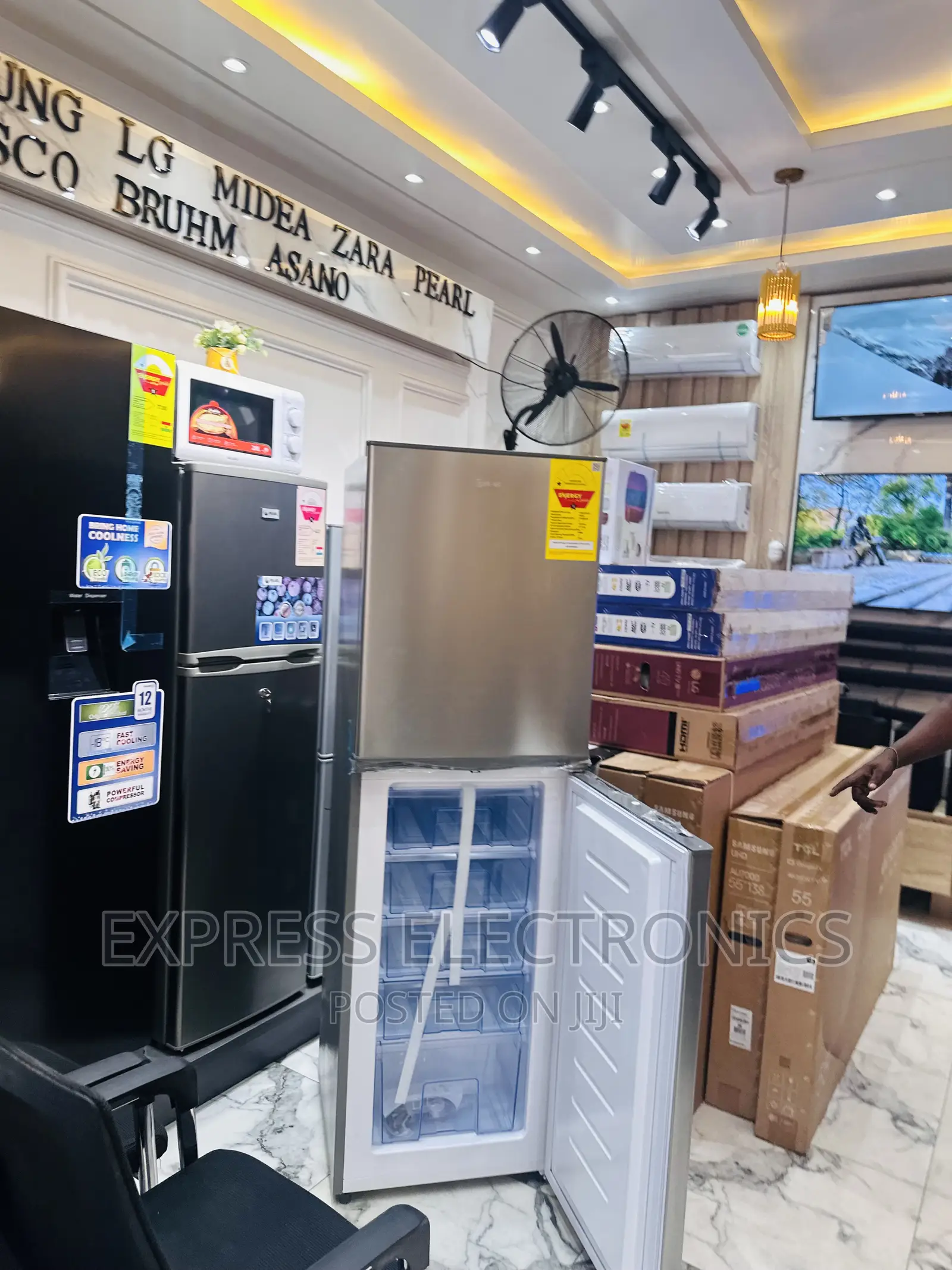 Double Door Fridge Pearl PF-352B-2B Bottom Freezer Grey
