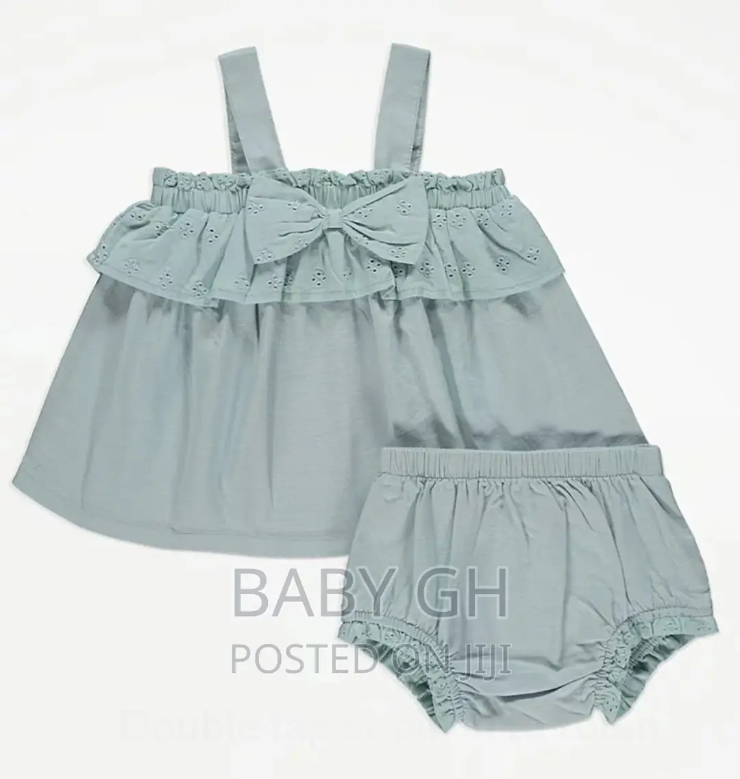 George Blue Bow Embroidered Woven Top and Bloomers Outfit