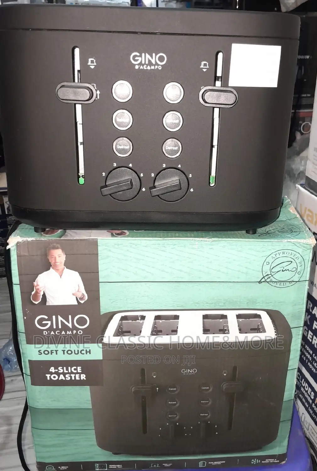 Gino d'Acampo 4 Wide Slice Pop-Up Bread Toaster