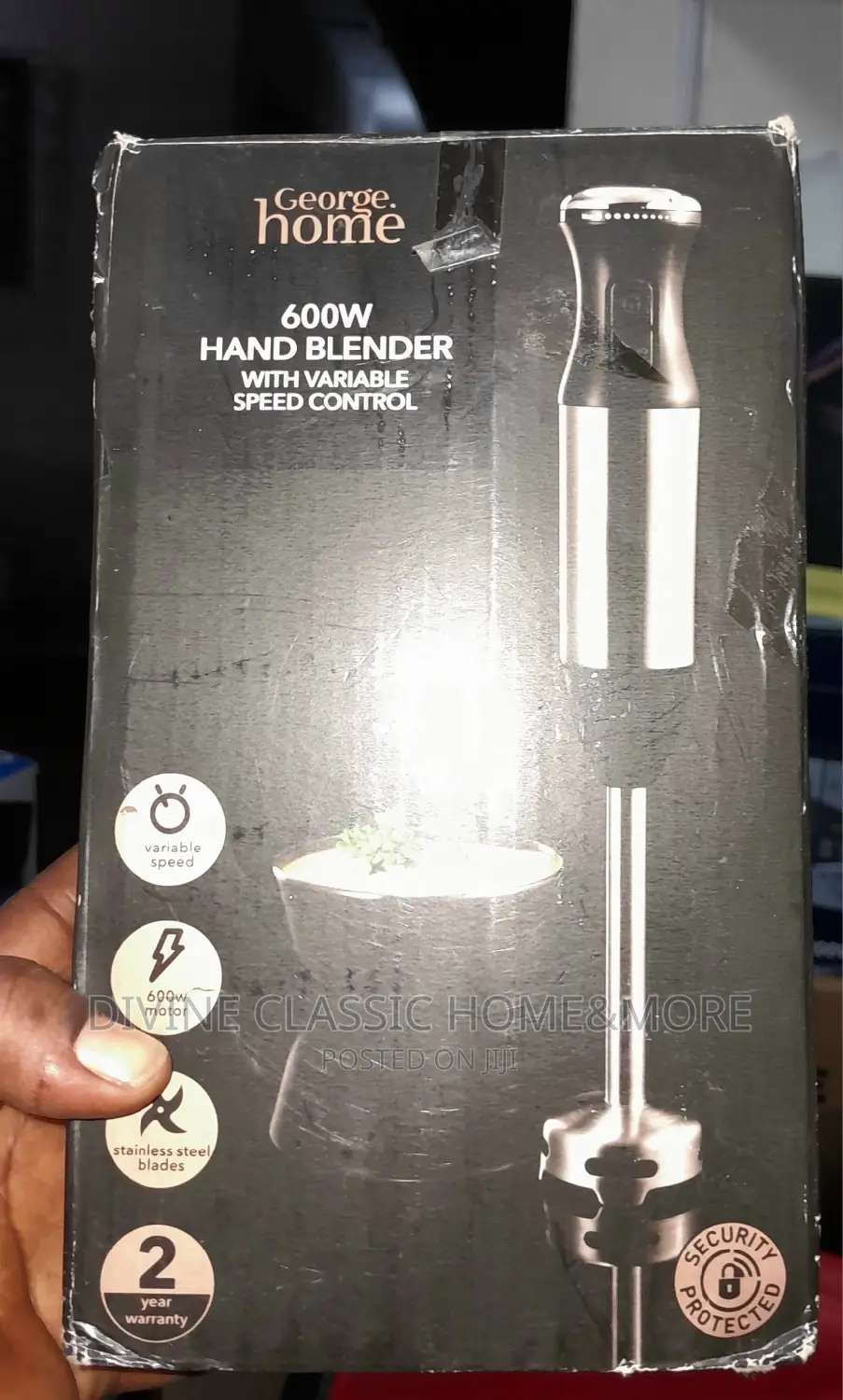 Georgehome Hand Blender With 6 Variable Speed Settings(600w)