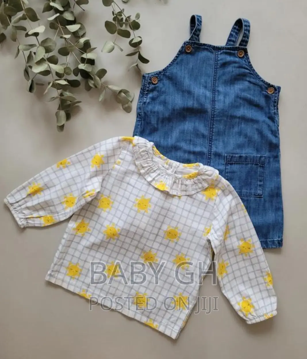 M S Denim Dress With A Long Sleeve Blouse