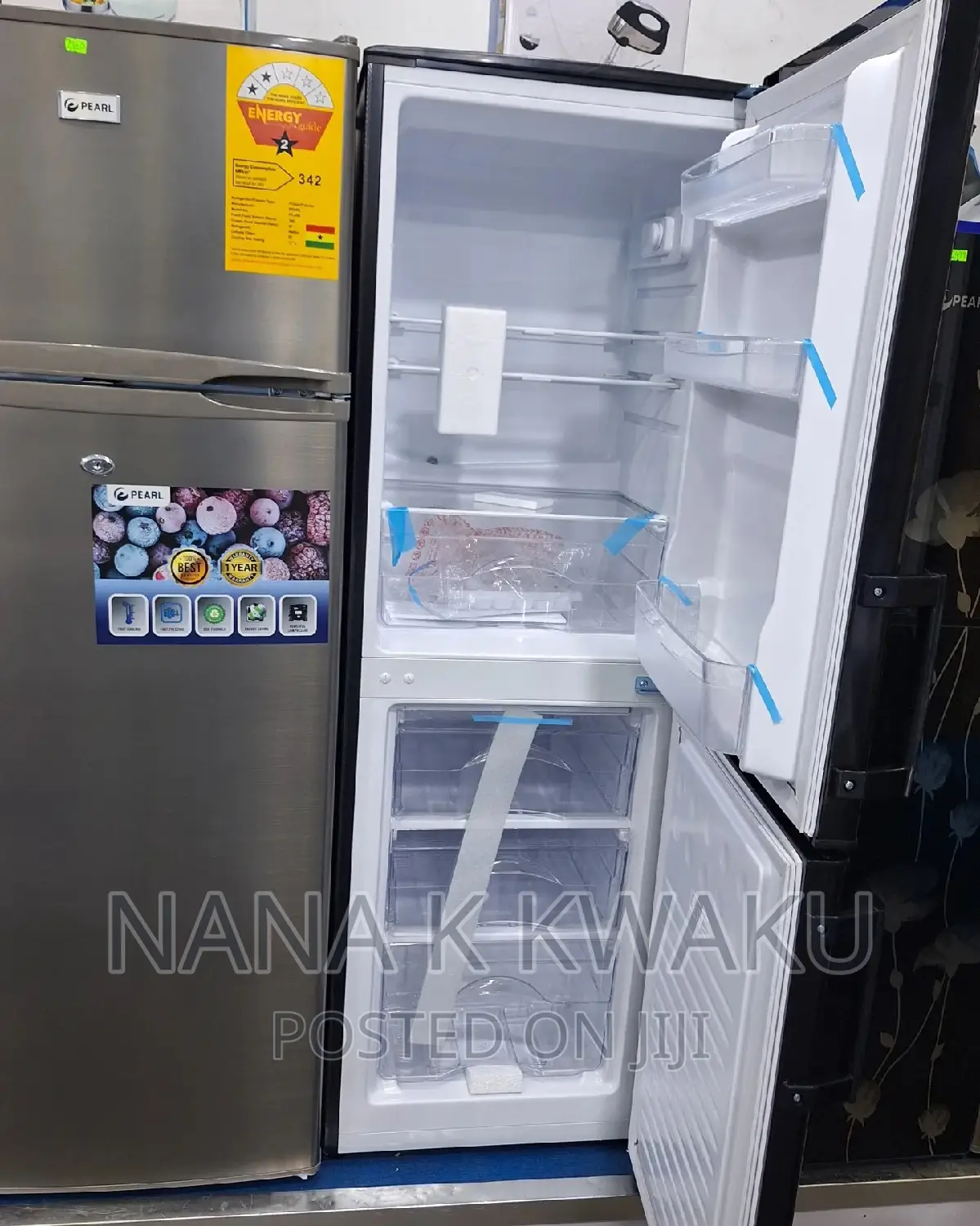 Black Rainbow RF200B Double Door Fridge With Bottom Freezer