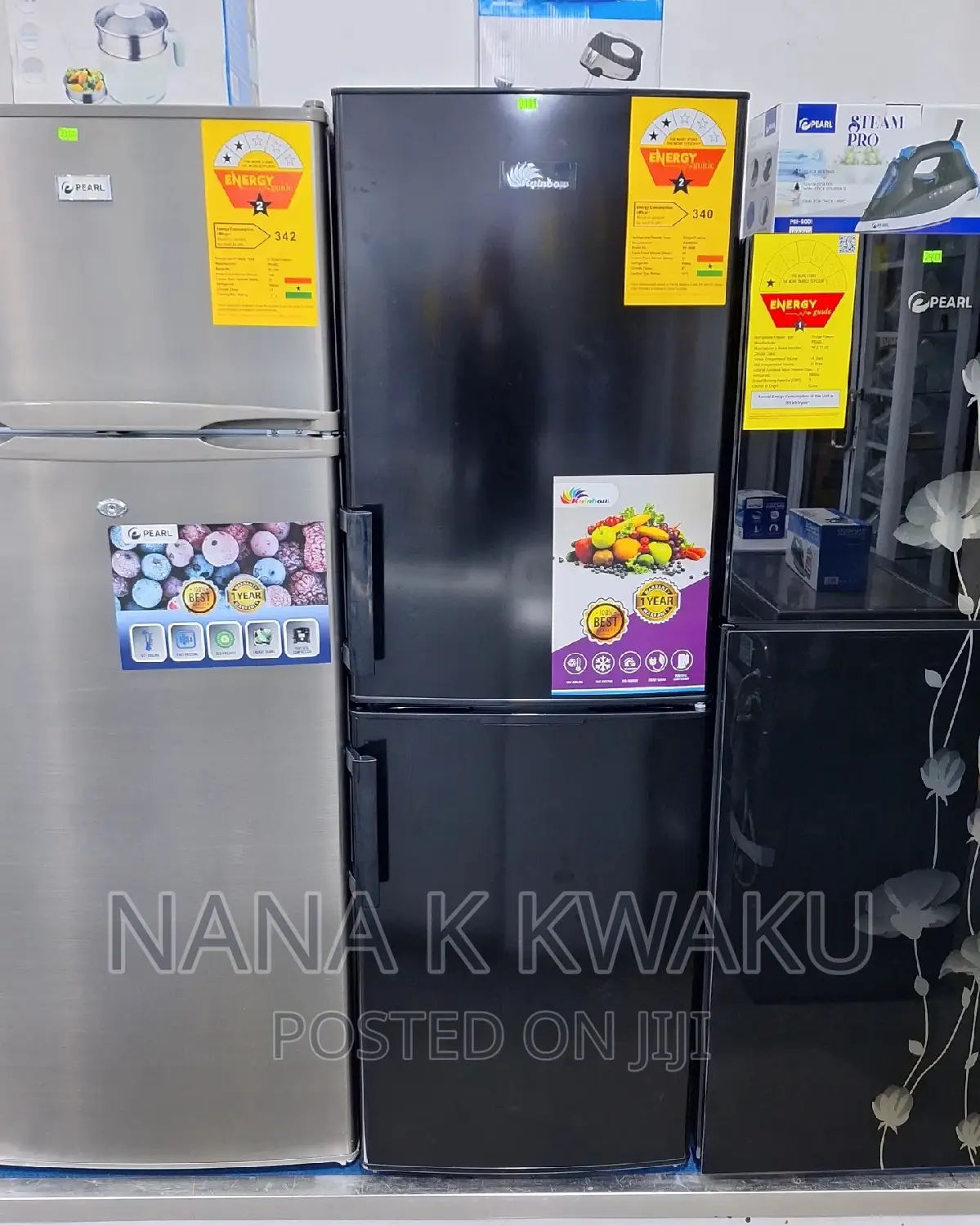 Black Rainbow RF200B Double Door Fridge With Bottom Freezer