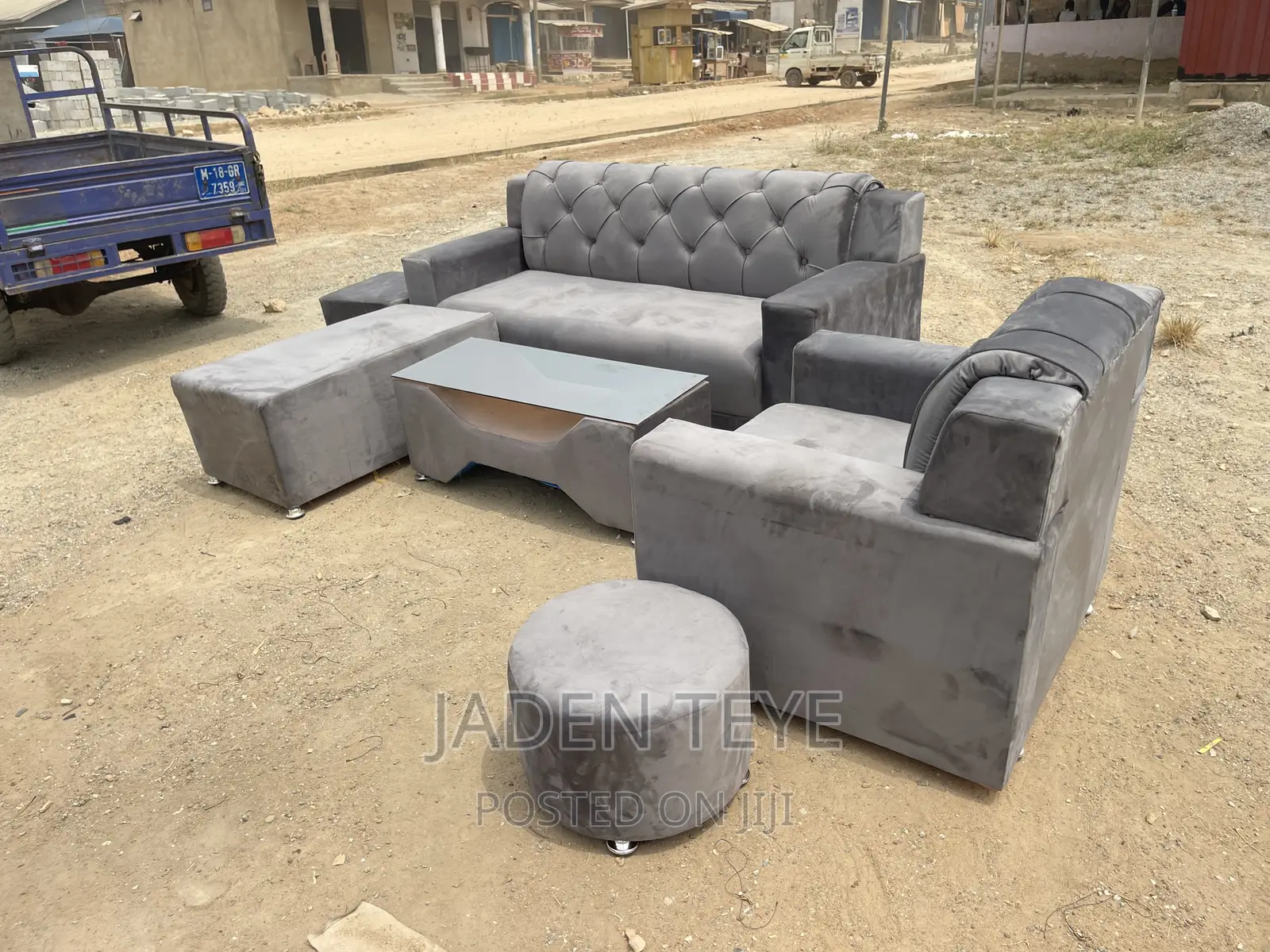 Ash Fabric Sofa Set
