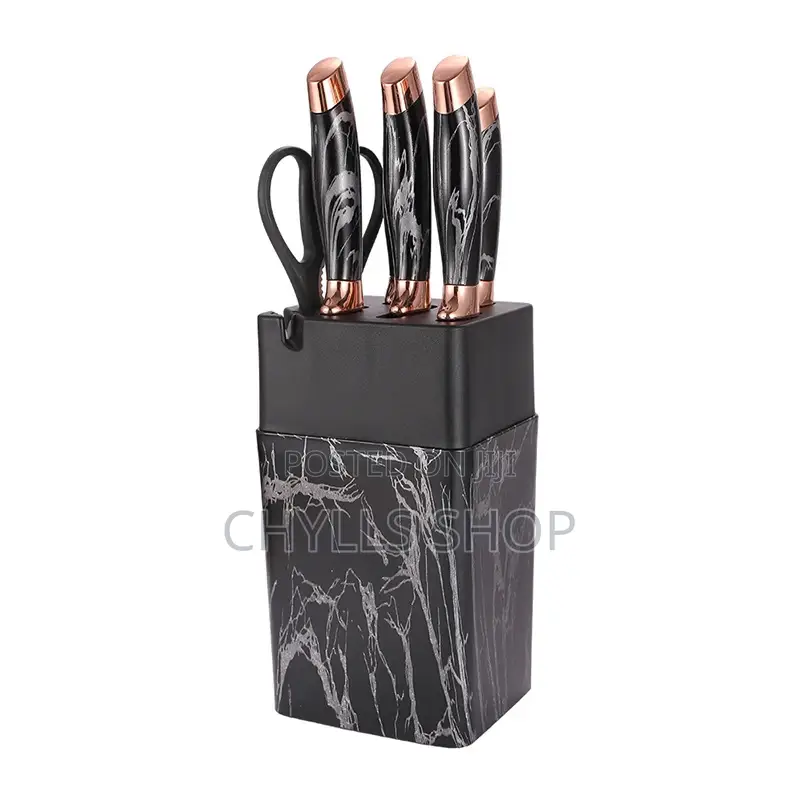7pc Stainless Steel Marble Knife Set