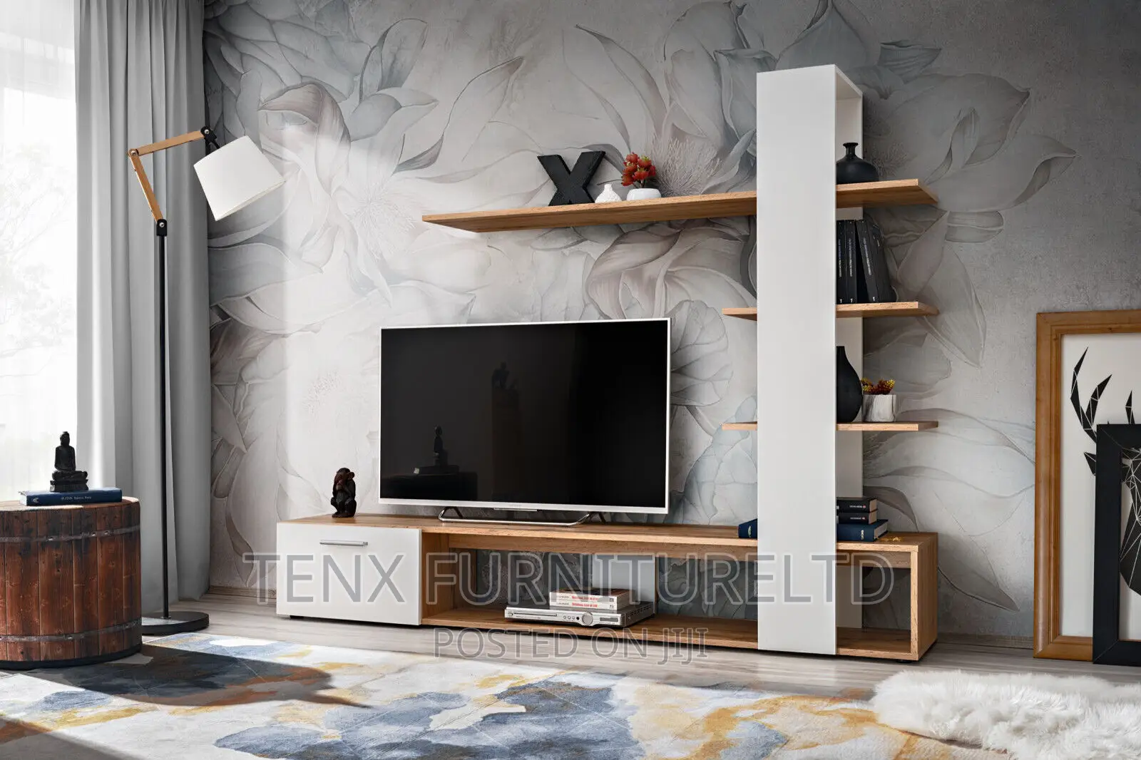 Tv Unit / Entertainment Unit (Offwite and Brown Colour)