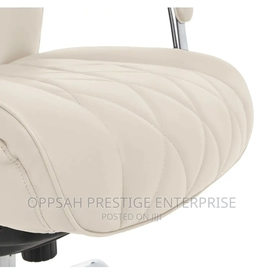 Sutherland Quilted Leather Office Chair, Light Ivory