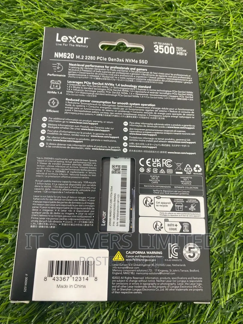 256gb M.2 Nvme Lexar SSD