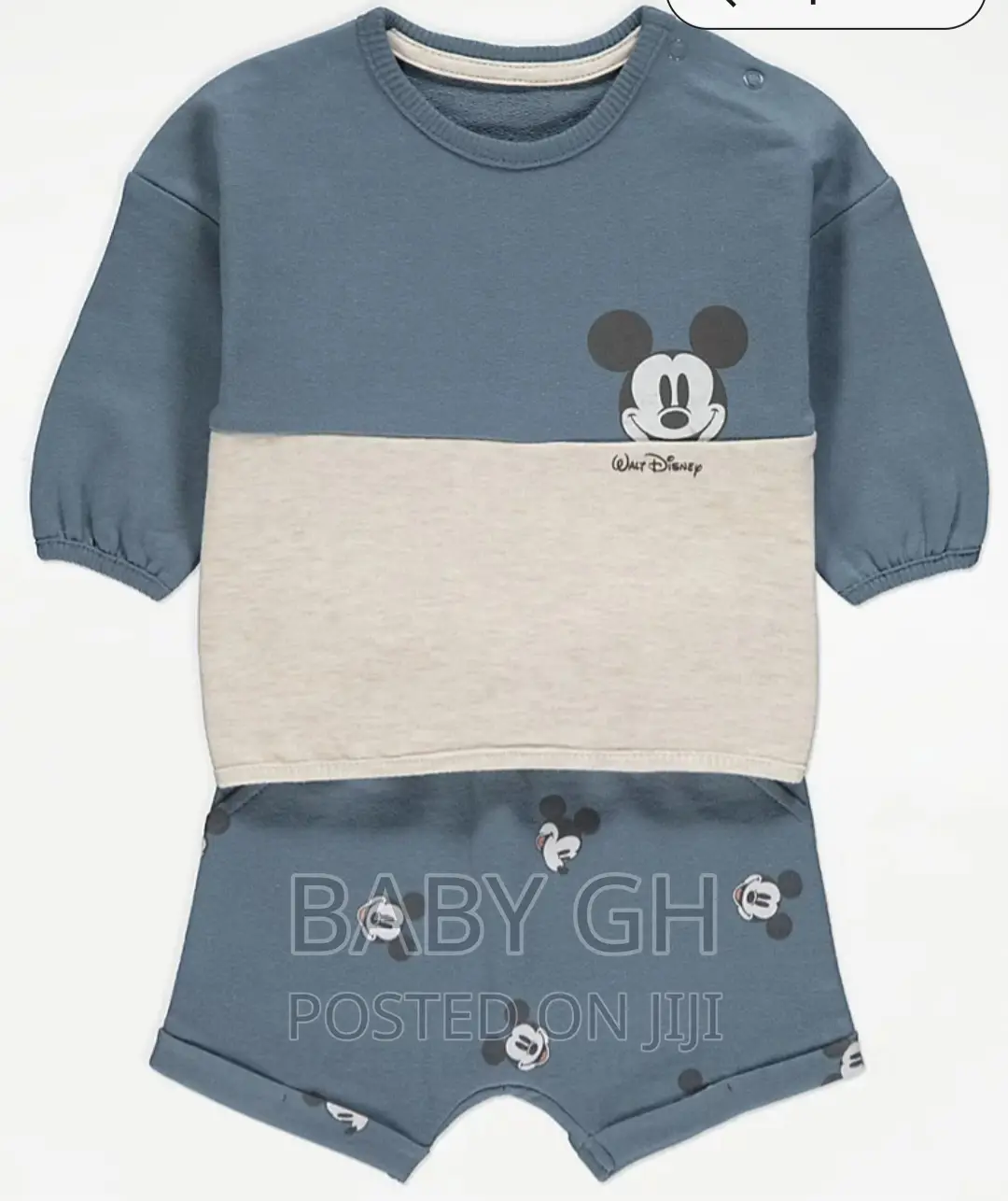 Disney Mickey Mouse Blue Sweatshirt and Shorts Outfit