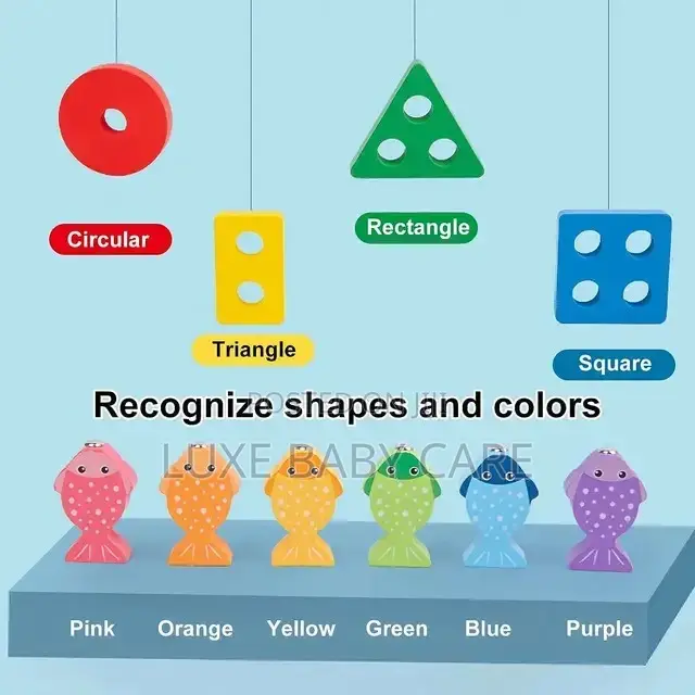 Wooden Educational Puzzles, Color Recognition Stacker Shapes
