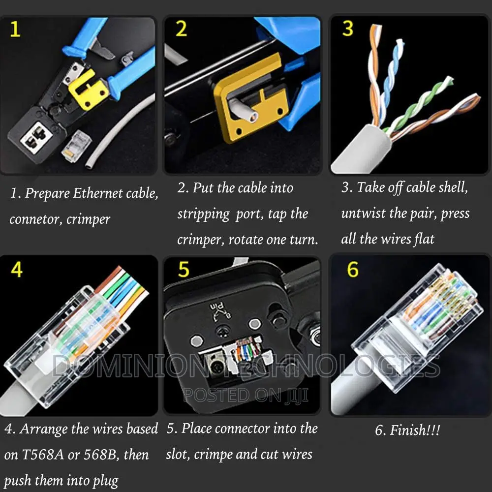 Rj45 Pass Through Connectors Crimping Tool Cat6 Cat5