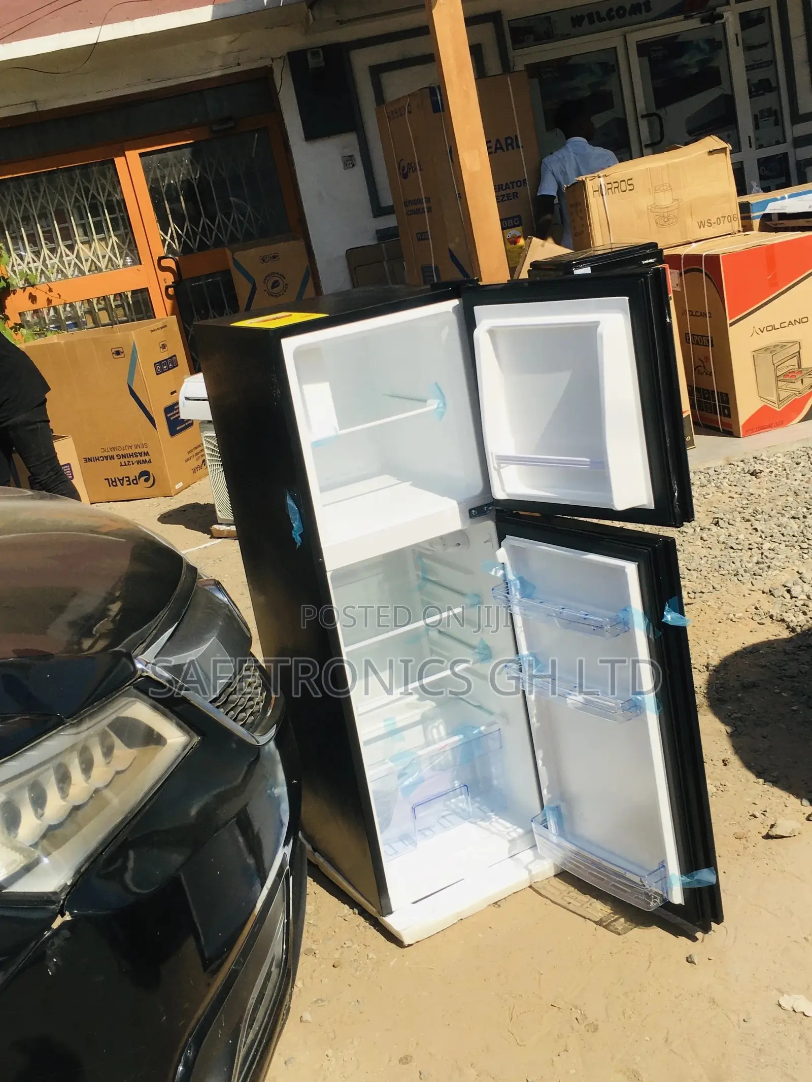 Pearl PF-20T Topfreezer Doubledoor Glass Black Fridge
