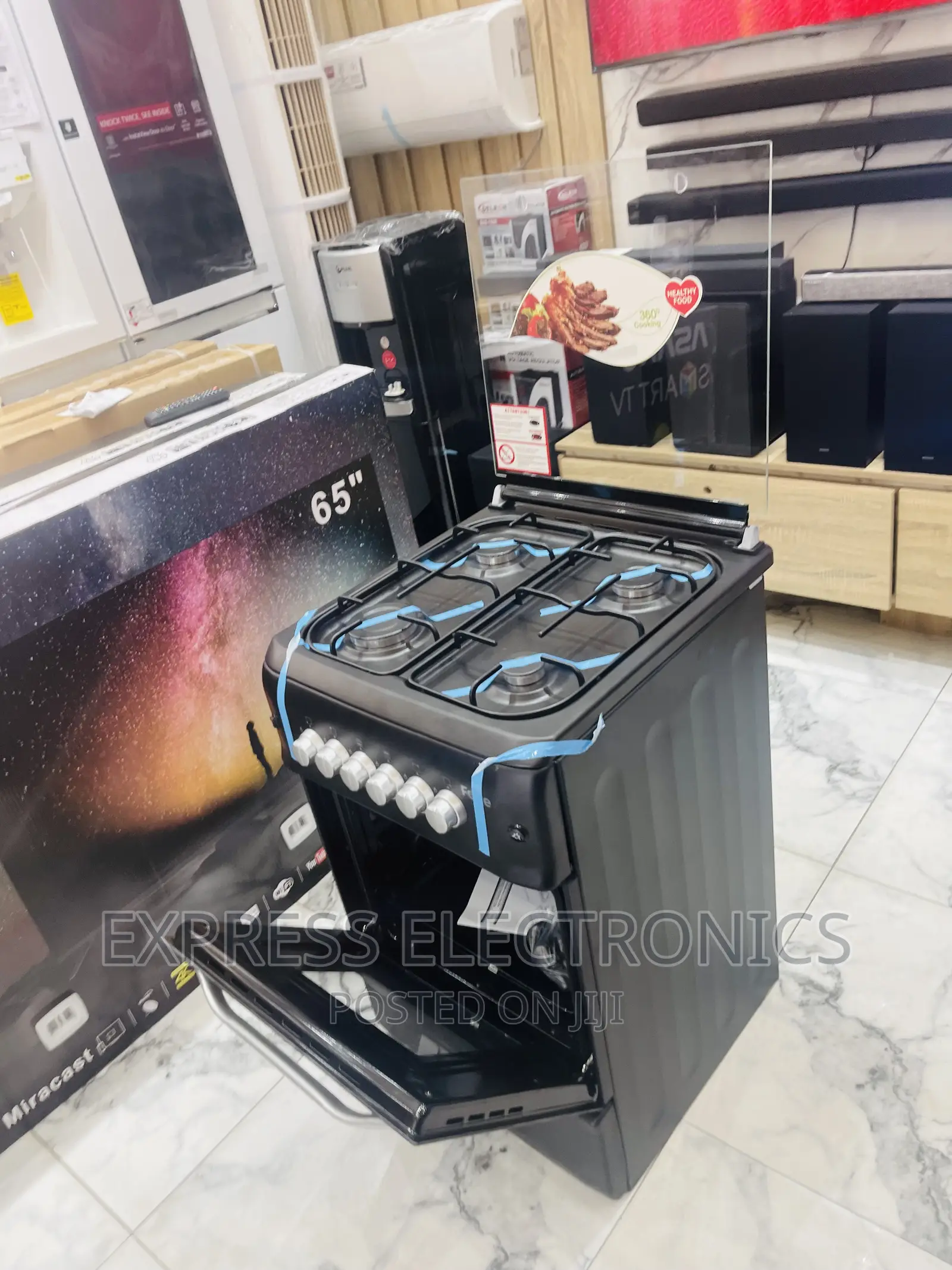 4burner Gas Cooker Oven Stove Black 50/55 Ferre 