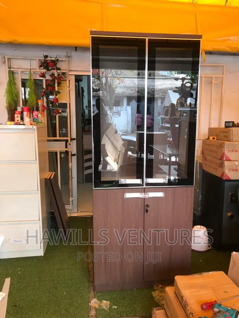 Glass Door Wooden Filing Cabinet
