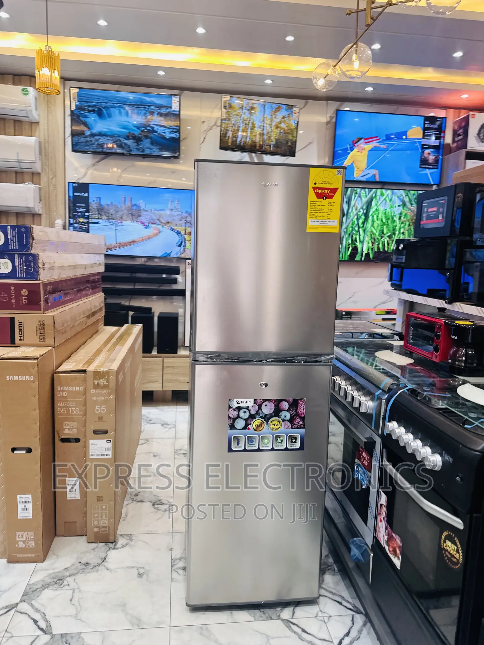 Pearl PF-350 Double Door Fridge Grey 