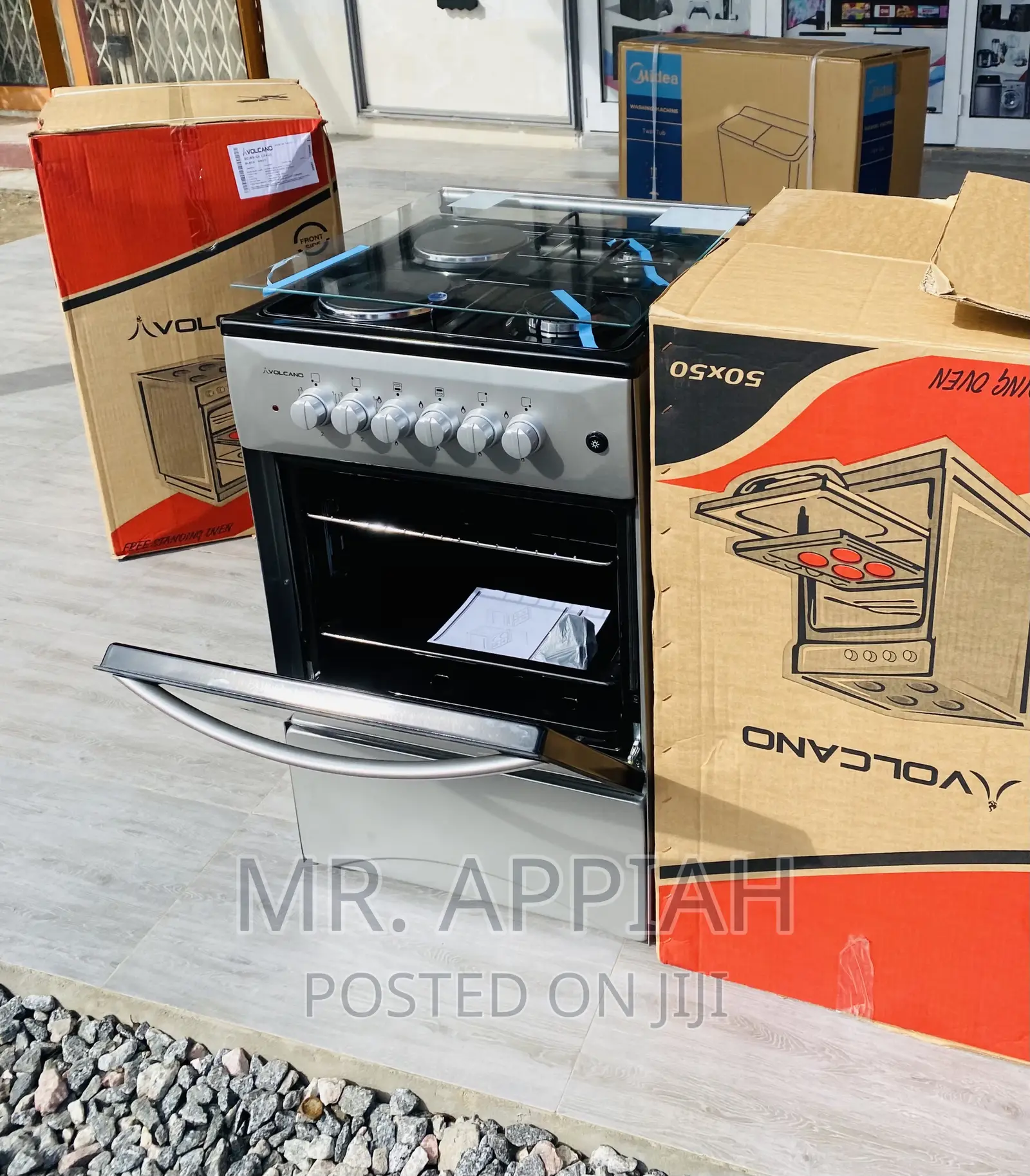 Super Quality Volcano 50x50 2 Electric + 2 Gas Burner,Gray.