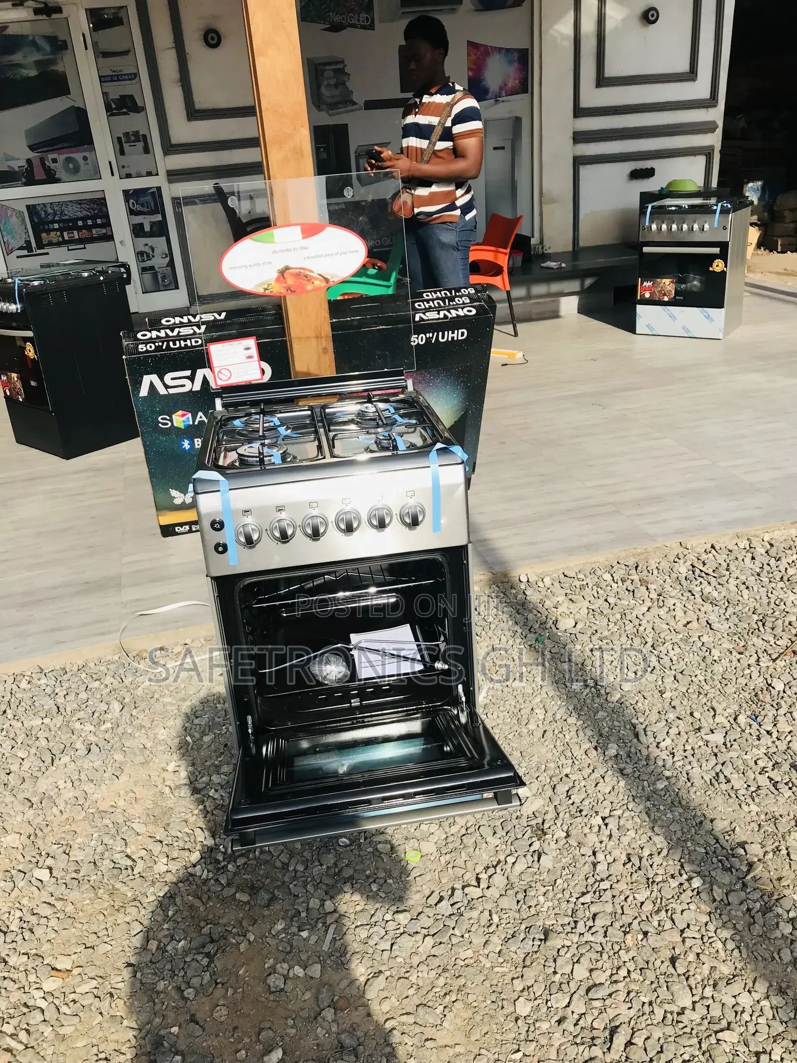 Oven With Grill 50x60 Ferre Gray 4 Gas Cooker Glass Lid